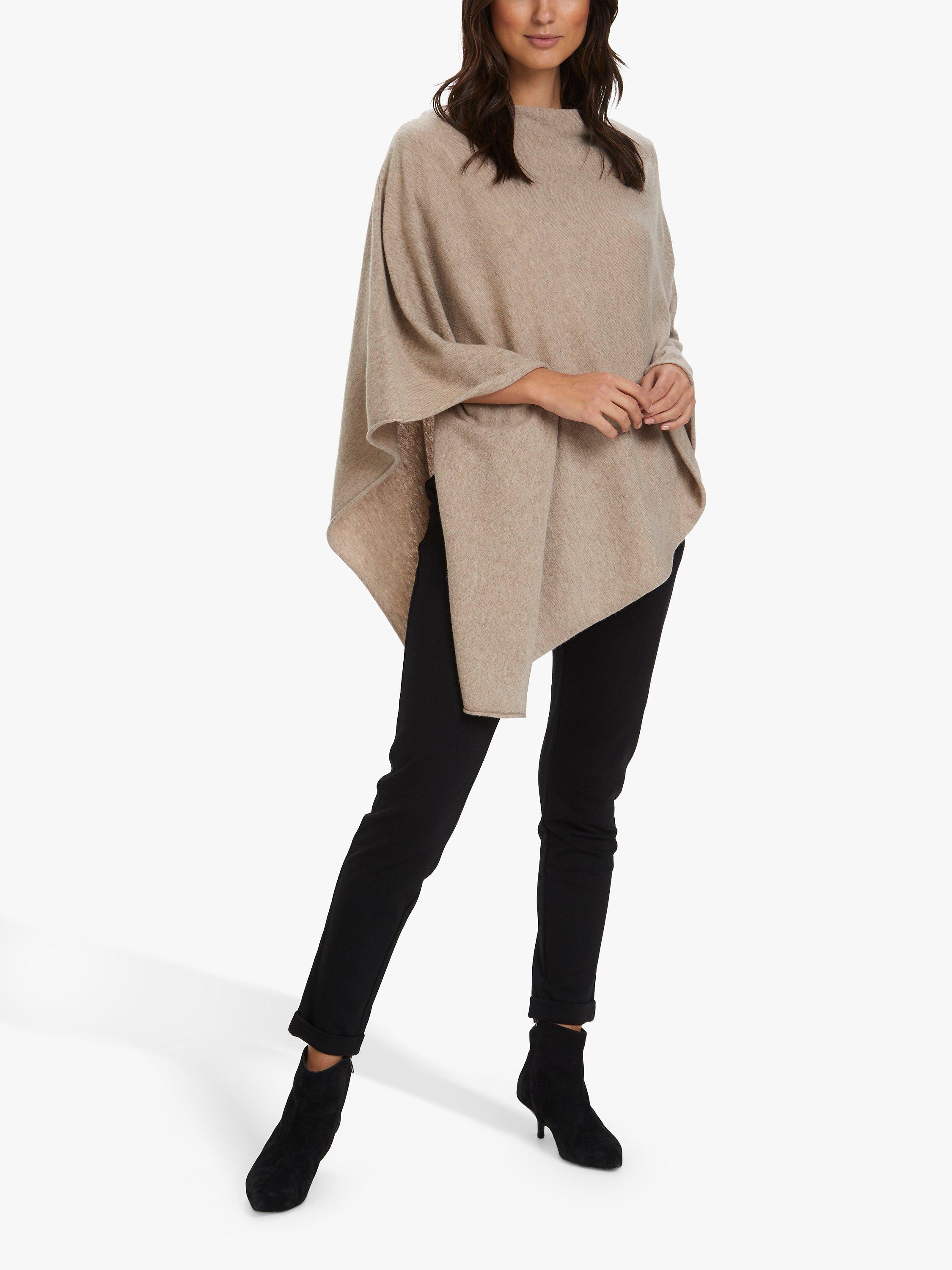 Part Two Kristanna Cashmere Blend Asymmetrical Poncho, Light Camel Melange, One Size