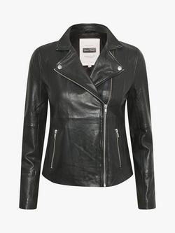 Part Two Frances Leather Biker Jacket, Black - view 2, Black