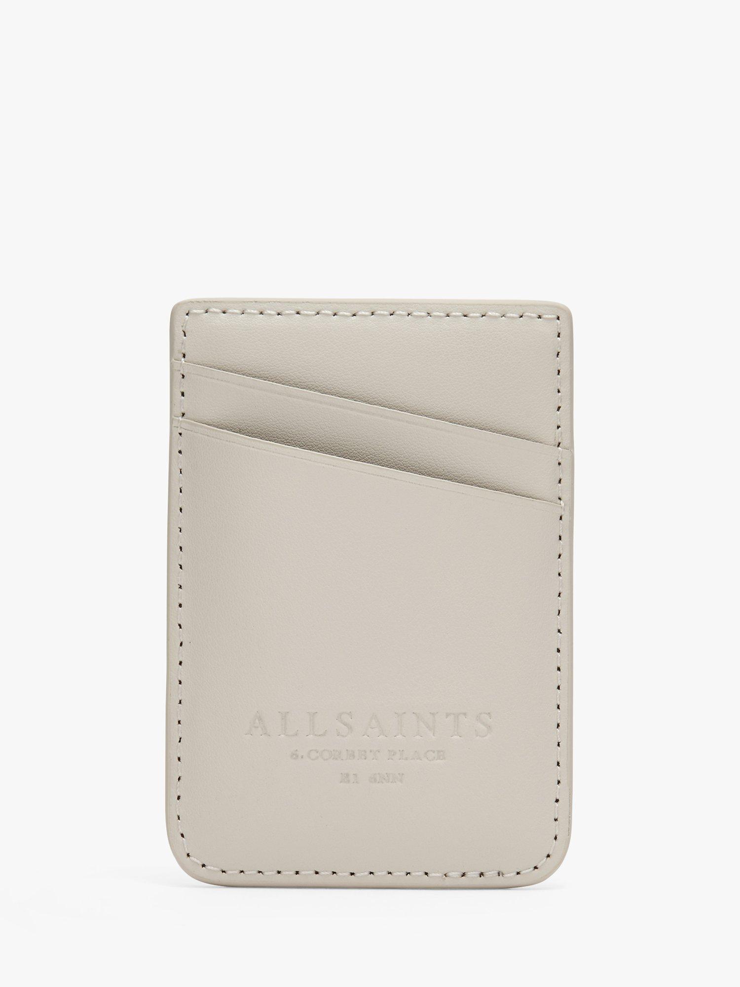 AllSaints Callie Magnetic Leather Cardholder, Salt Lake White, One Size