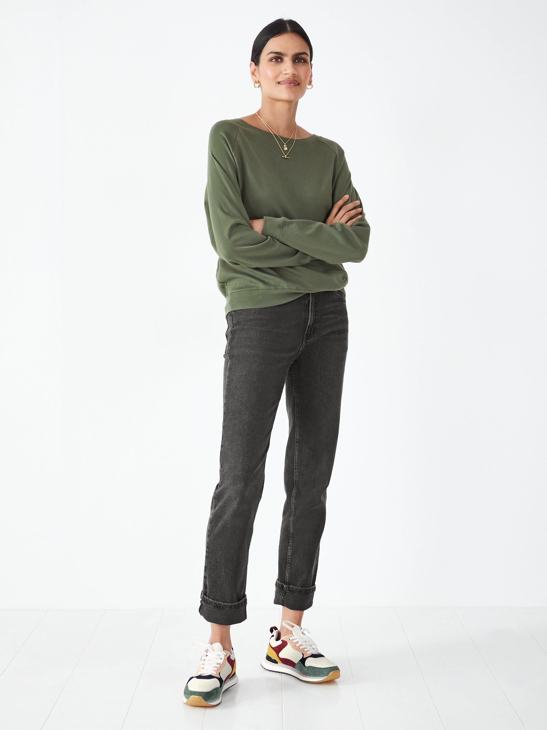 HUSH Tilda Raglan Sleeve Cotton Sweatshirt, Khaki
