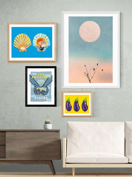 EAST END PRINTS Sophie Ward 'Pisces The Dreamer' Framed Print - view 2, Black Frame