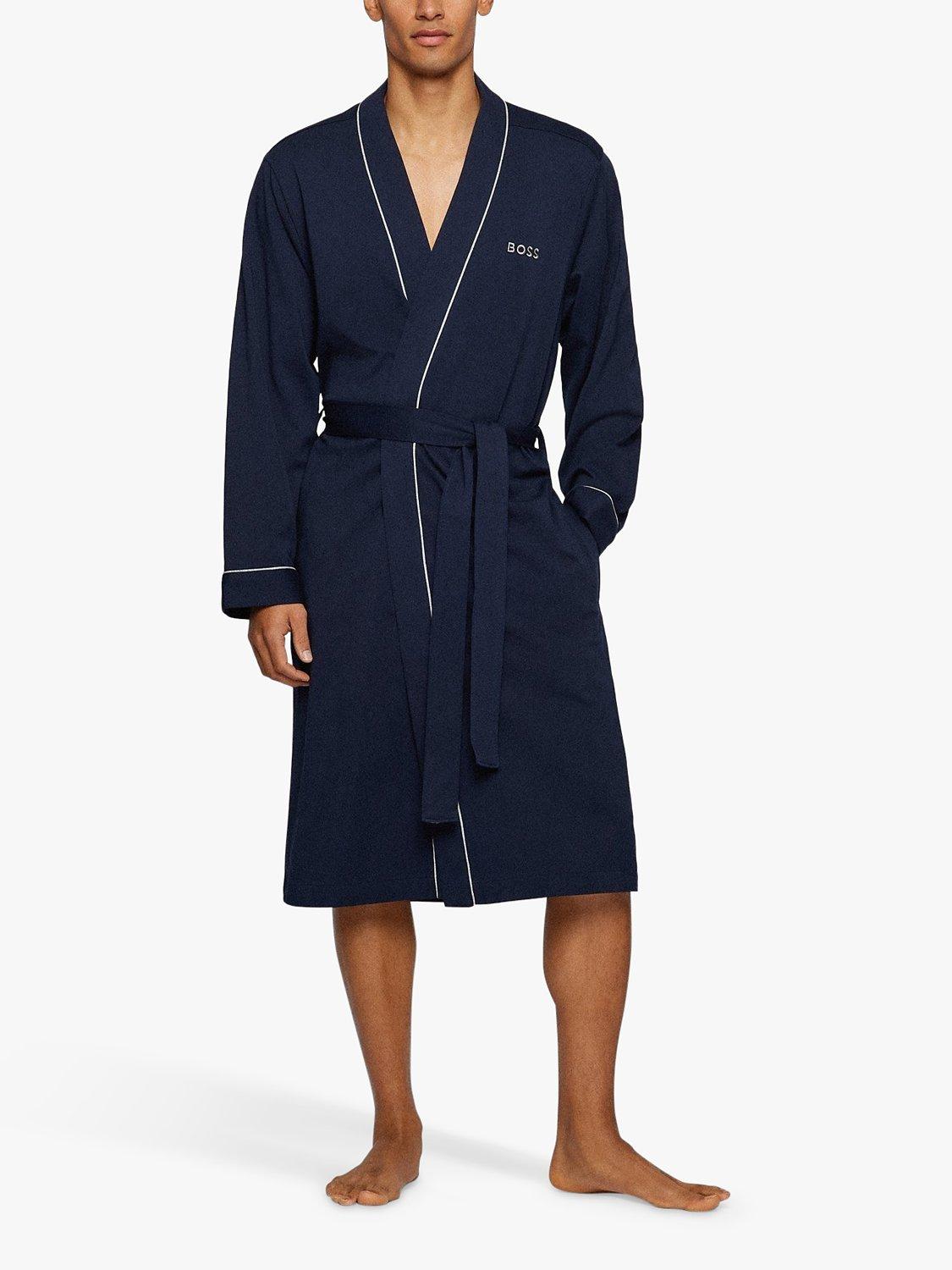 BOSS Cotton Jersey Kimono Robe, Dark Blue