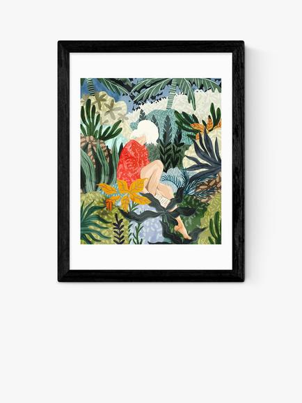 EAST END PRINTS 83 Oranges 'Distracted Reader' Framed Print, Black Frame