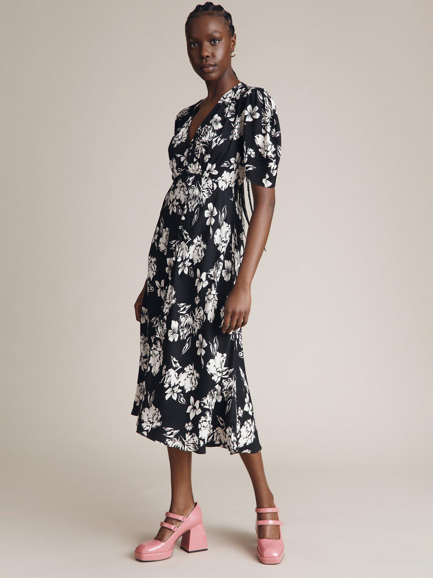 Ghost Lucy Floral Crepe Tea Dress