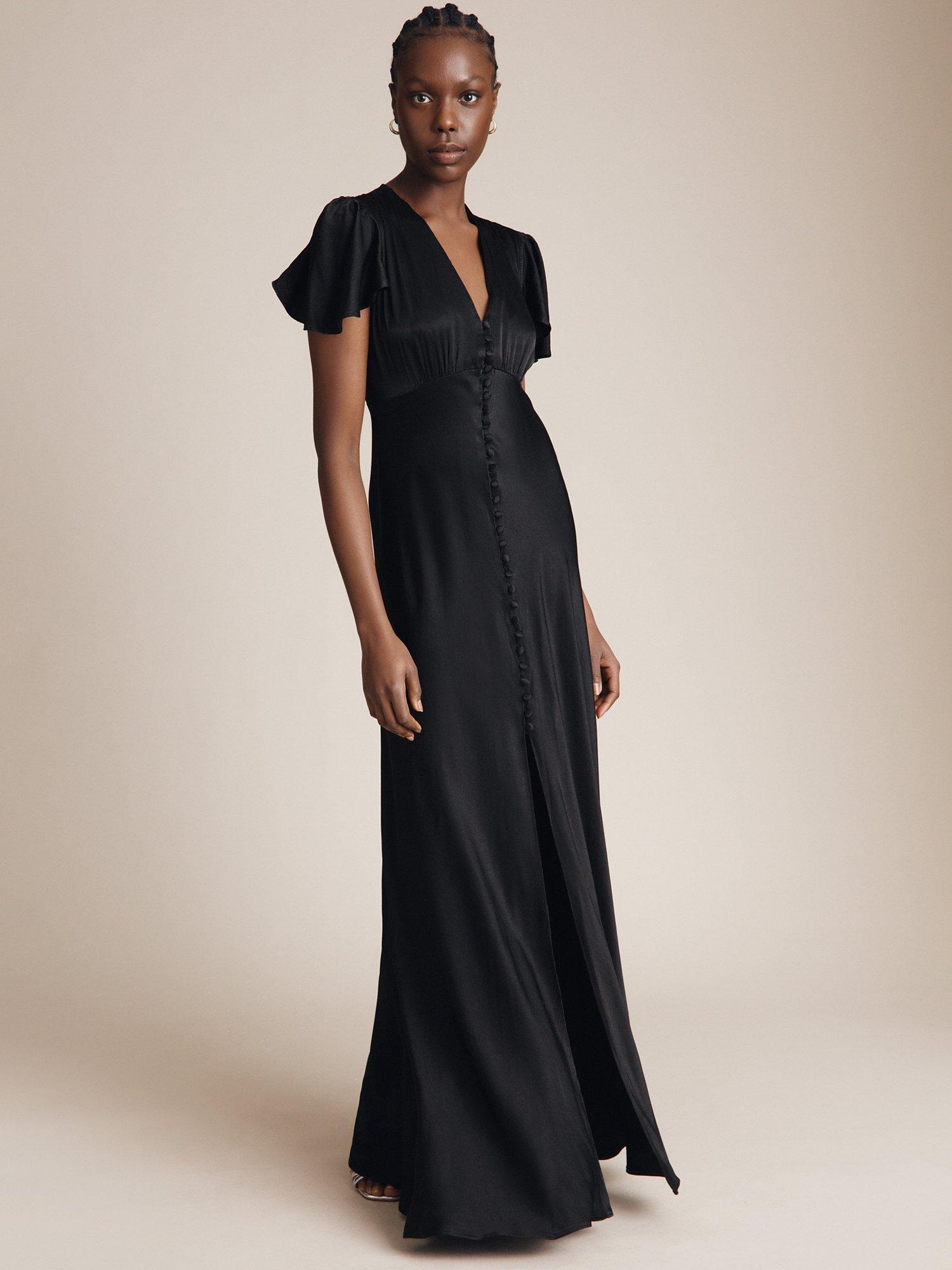 Ghost Delphine Satin Maxi Dress Black