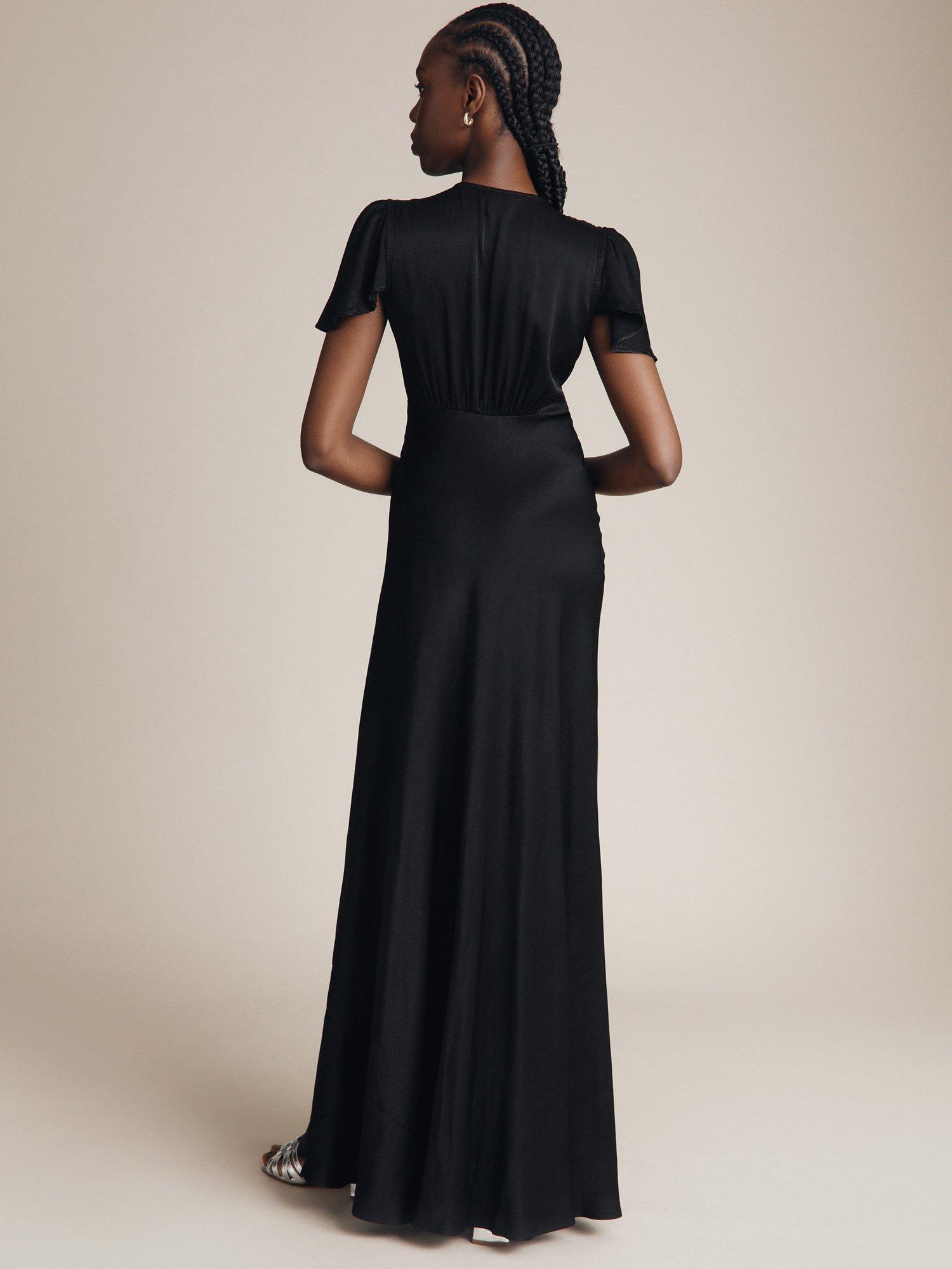 Product image 2 of 5, which shows Ghost Delphine Satin Maxi Dress, Black, XXS