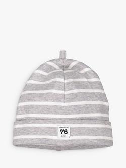 Polarn O. Pyret Baby GOTS Organic Cotton Stripe Beanie Hat, Grey