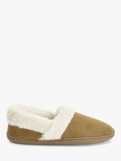 John Lewis Comfort Cuff Microsuede Slippers, Chestnut