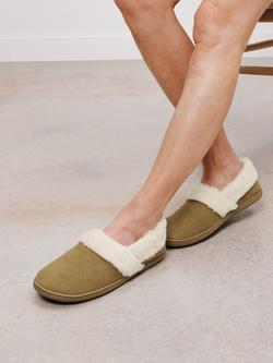 John Lewis Comfort Cuff Microsuede Slippers - view 2, Chestnut