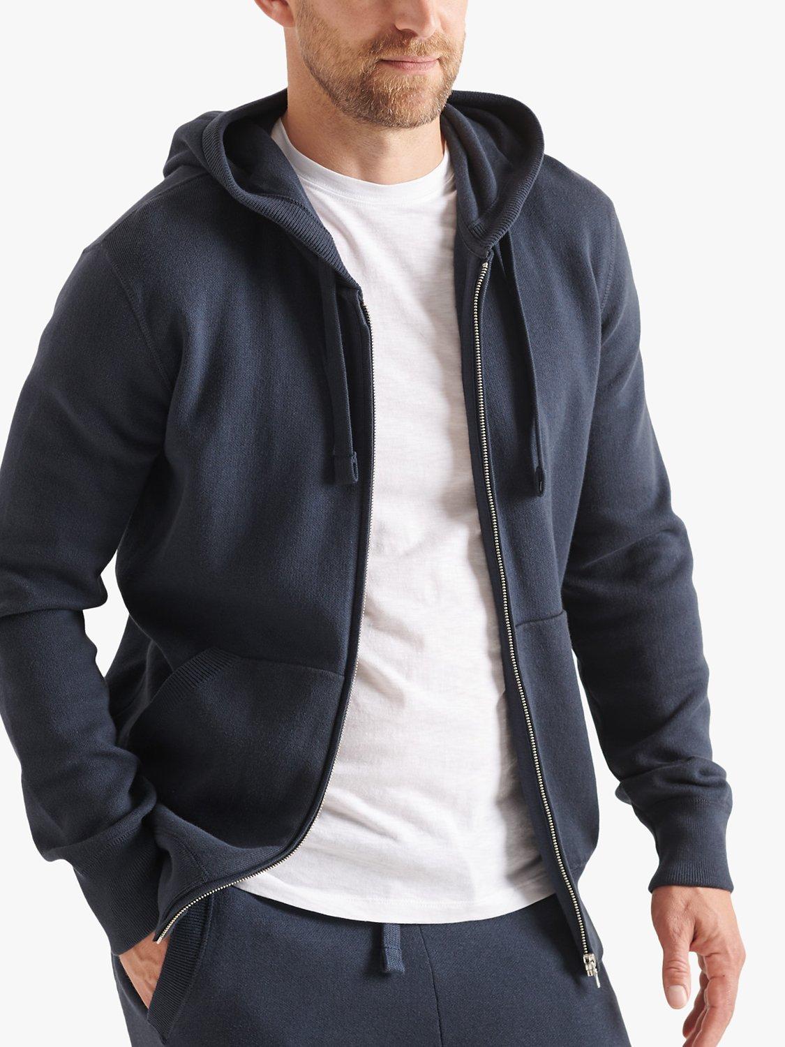 Superdry Organic Cotton Blend Essential Zip Hoodie, Eclipse Navy