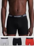 Superdry Organic Cotton Blend Trunks, Pack of 3, Black/Orange/Light Grey