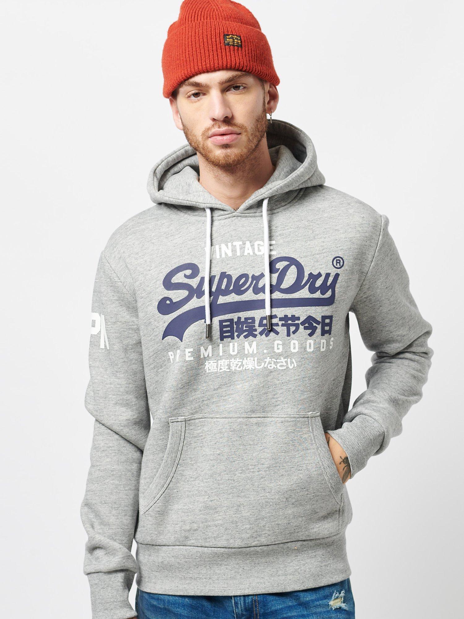 Product image 7 of 7, which shows Superdry Vintage Logo Tri Hoodie, Grey Marl, XS