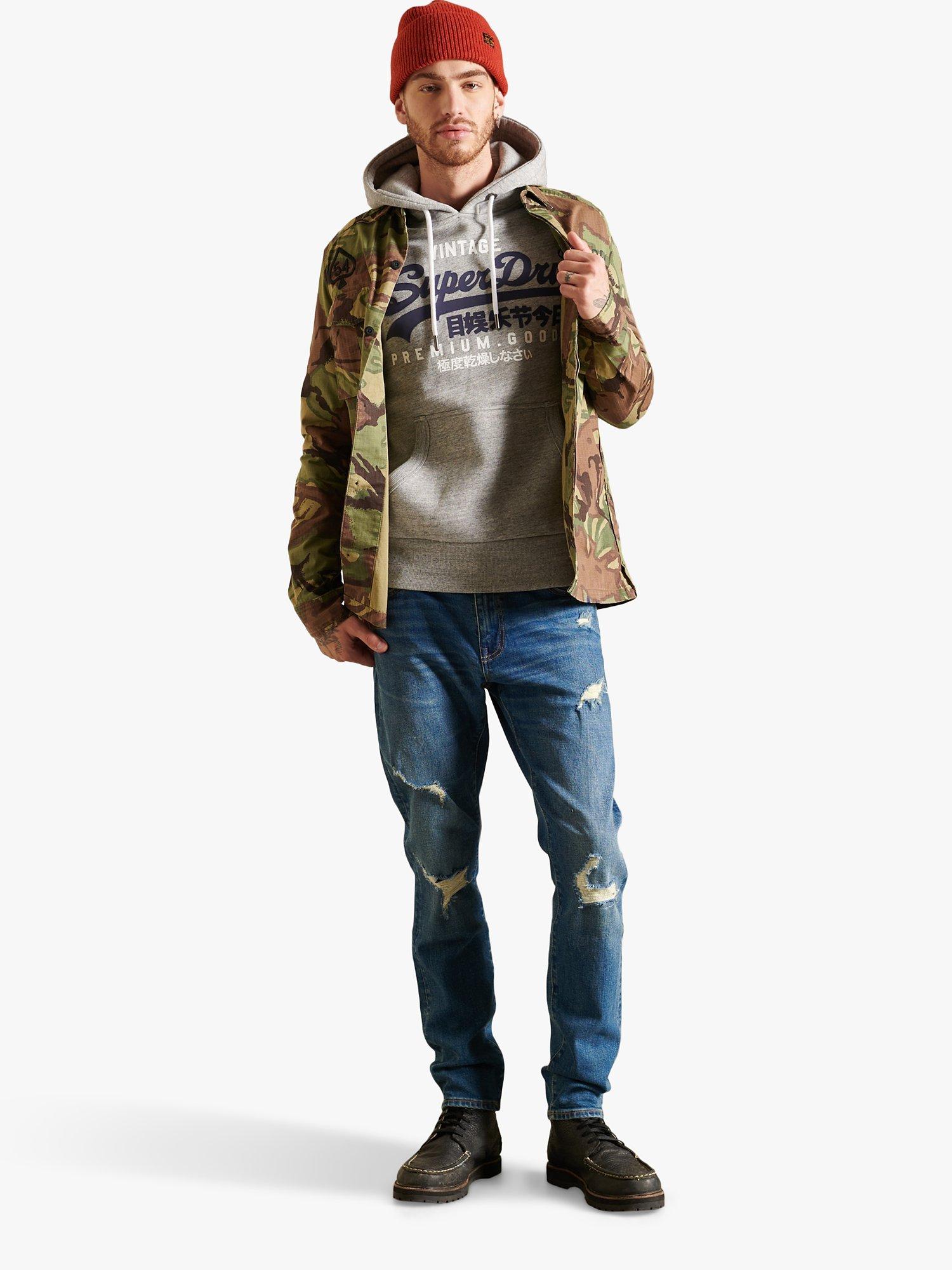 Product image 3 of 7, which shows Superdry Vintage Logo Tri Hoodie, Grey Marl, XS
