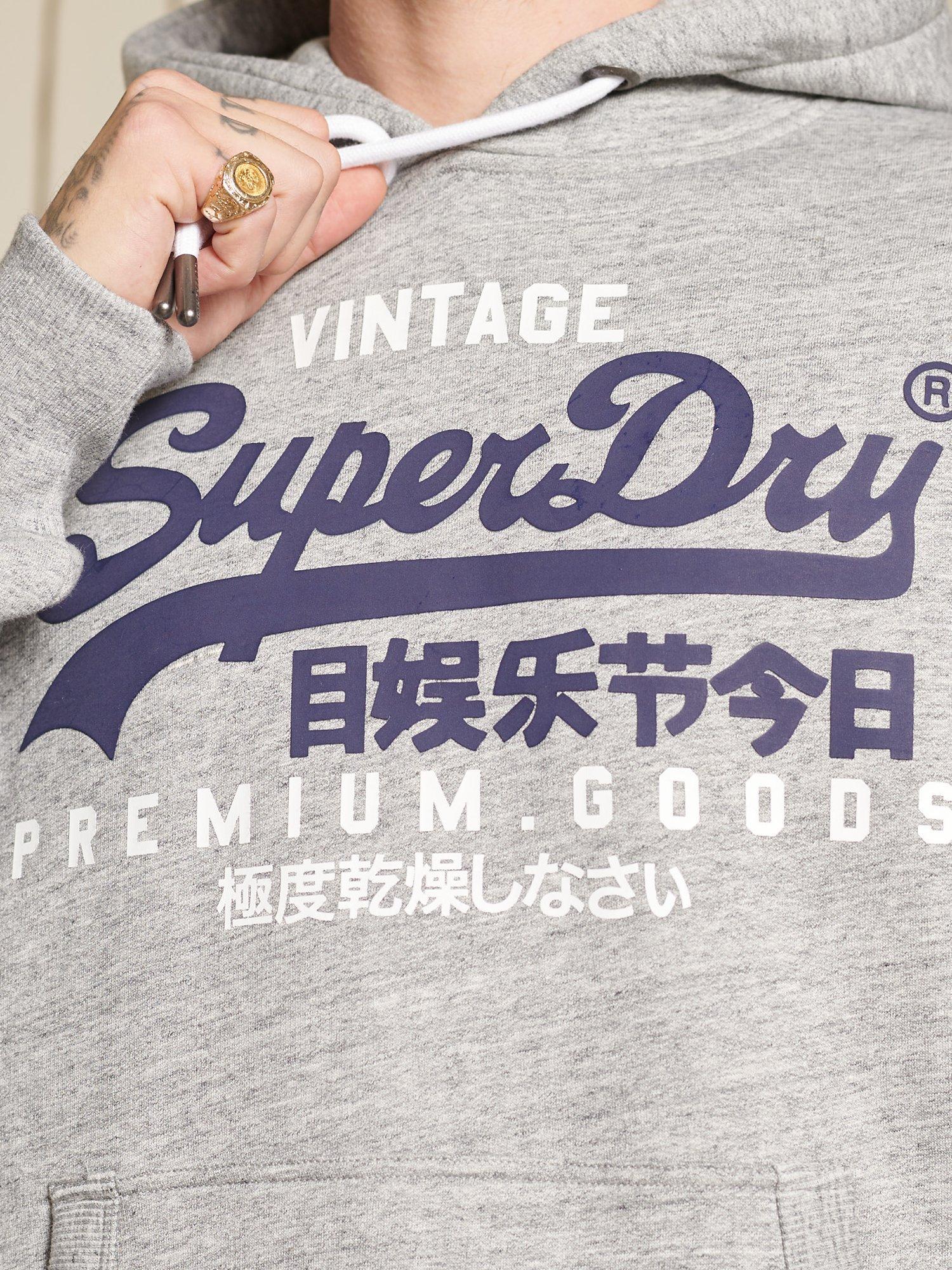 Product image 6 of 7, which shows Superdry Vintage Logo Tri Hoodie, Grey Marl, XS