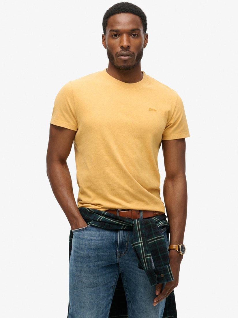 Product image 1 of 6, which shows Superdry Organic Cotton Vintage Embroidered T-Shirt, Ochre Marl, M