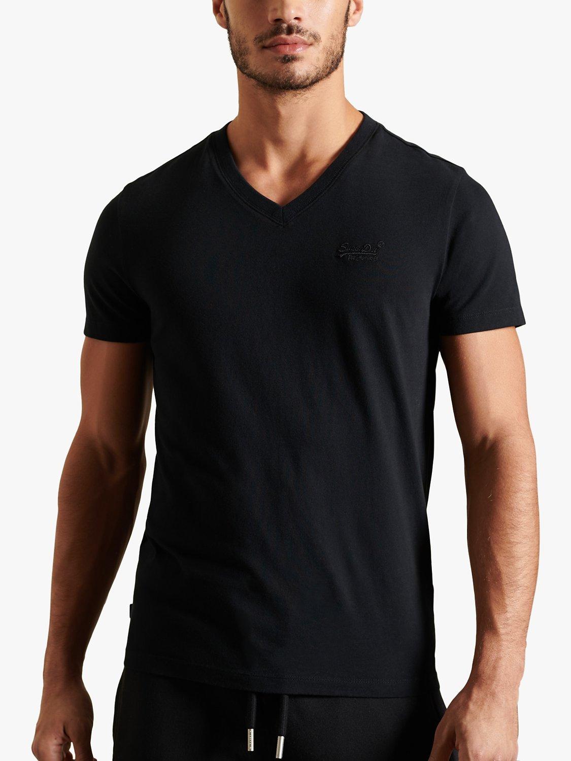 Product image 1 of 4, which shows Superdry Vintage V-Neck T-Shirt, Black, S