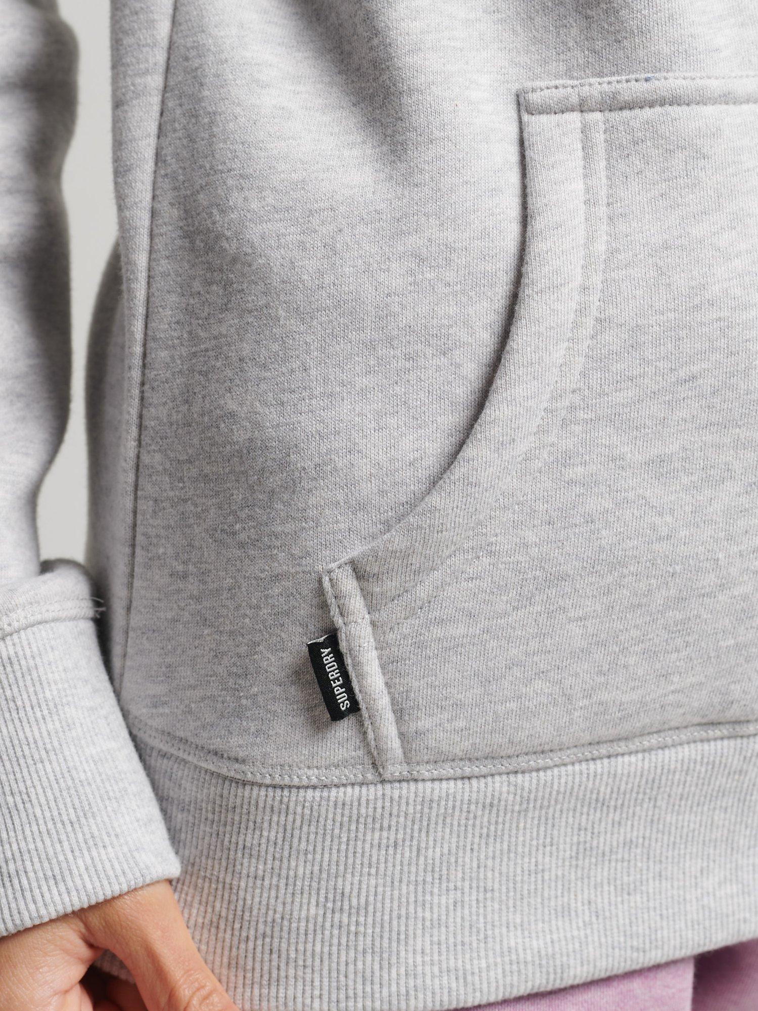 Product image 3 of 4, which shows Superdry Vintage Logo Organic Cotton Blend Zip Front Hoodie, Glacier Grey Marl, 6