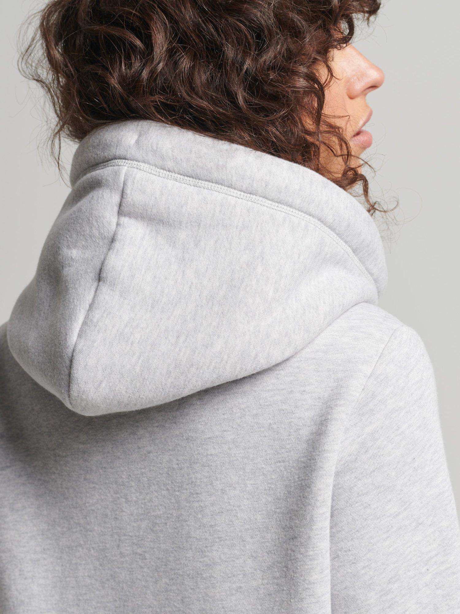 Product image 4 of 4, which shows Superdry Vintage Logo Organic Cotton Blend Zip Front Hoodie, Glacier Grey Marl, 6