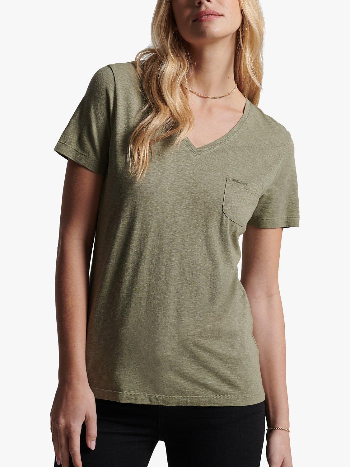 Superdry Studios Pocket V-Neck T-Shirt, Light Khaki
