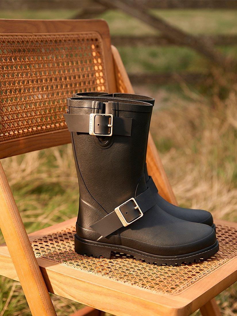 Product image 3 of 5, which shows Mint Velvet Wynter Short Wellington Boots, Black, 3
