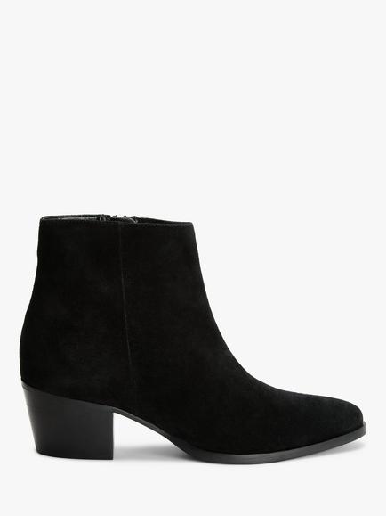 John Lewis Prince Suede Summer Western Ankle Boots, Black Suede