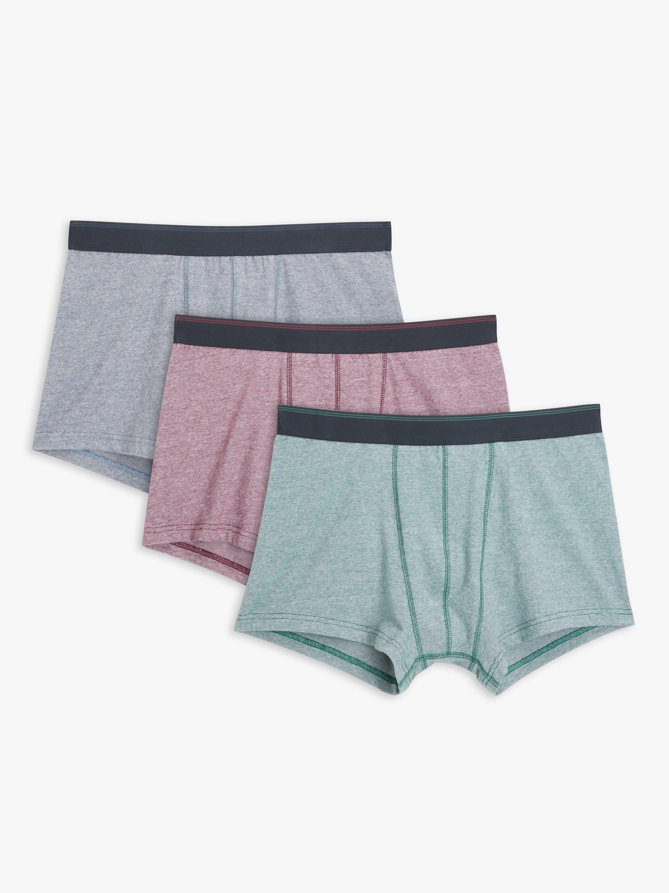 John Lewis Organic Cotton Blend Micro Stripe Trunks, Pack of 3, Multi/Micro Stripe