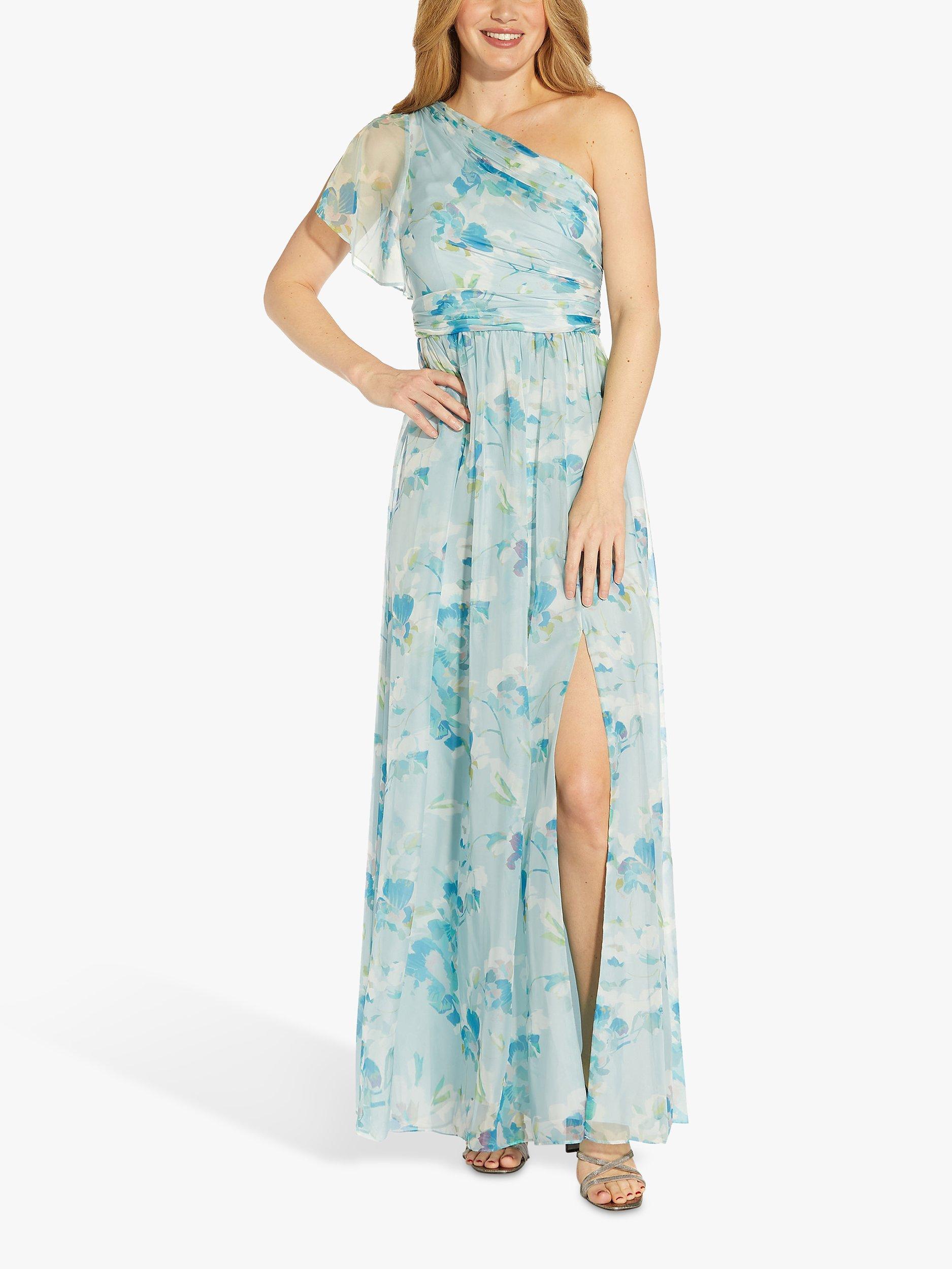 Adrianna Papell Floral Print One Shoulder Maxi Dress, Spring Green/Multi