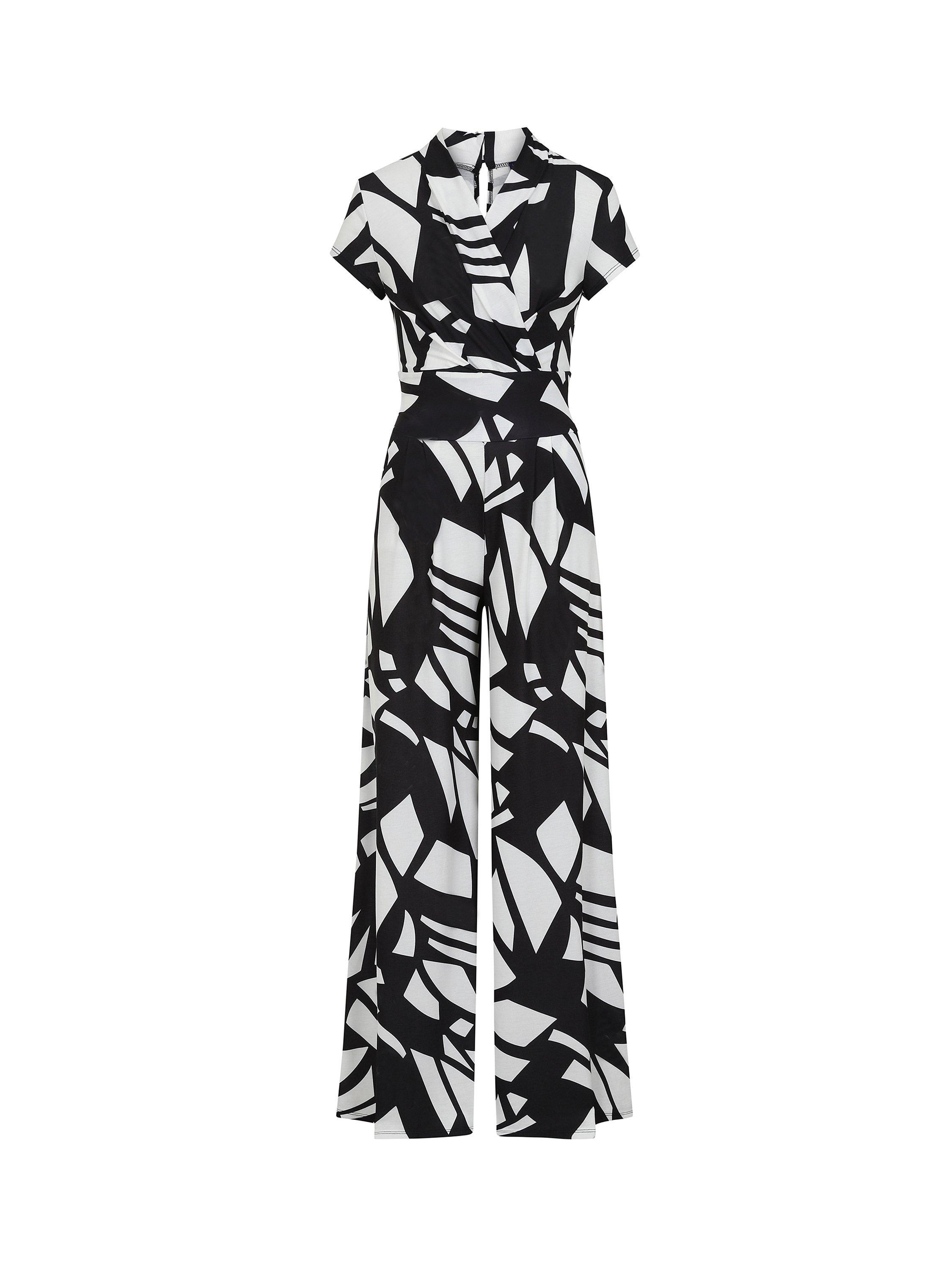 HotSquash Abstract Print Wide Leg Jumpsuit, Matisse Black/White, 8