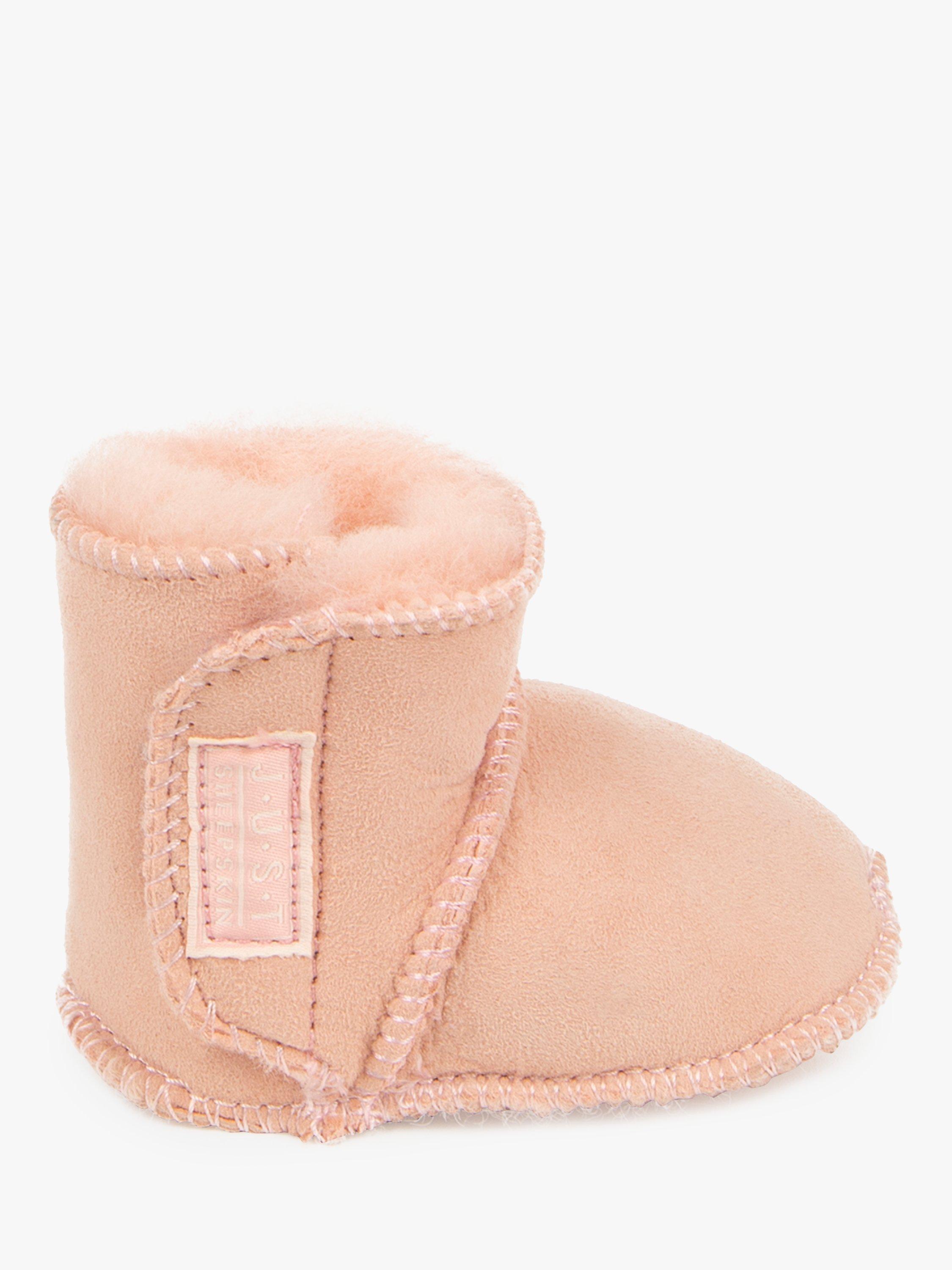 Just Sheepskin Baby Adelphi Sheepskin Booties, Baby Pink
