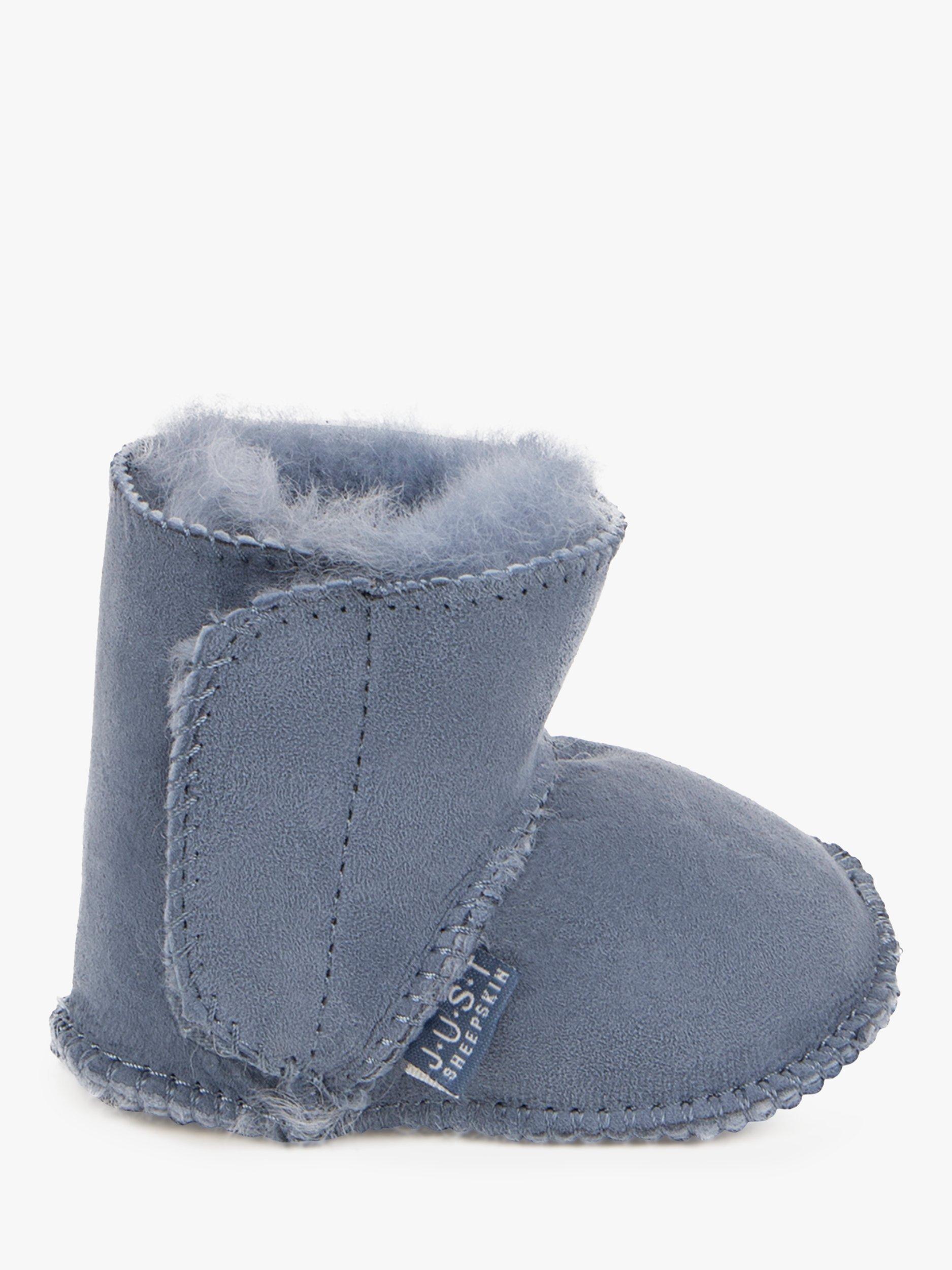 Just Sheepskin Baby Adelphi Sheepskin Booties, Light Blue