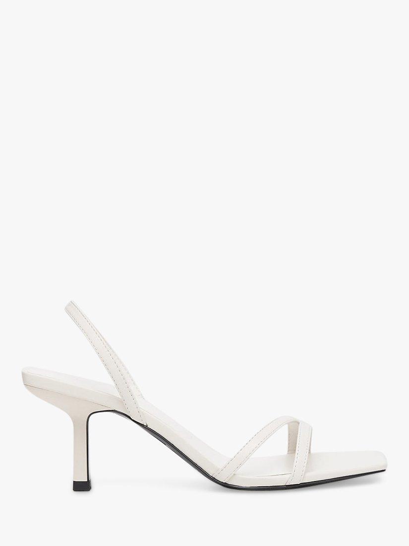 Mango Triangle Leather Square Toe Strappy Sandals, White, 2