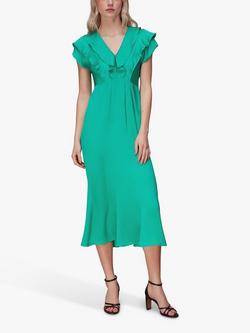 Whistles Adeline Frill Midi Dress, Green