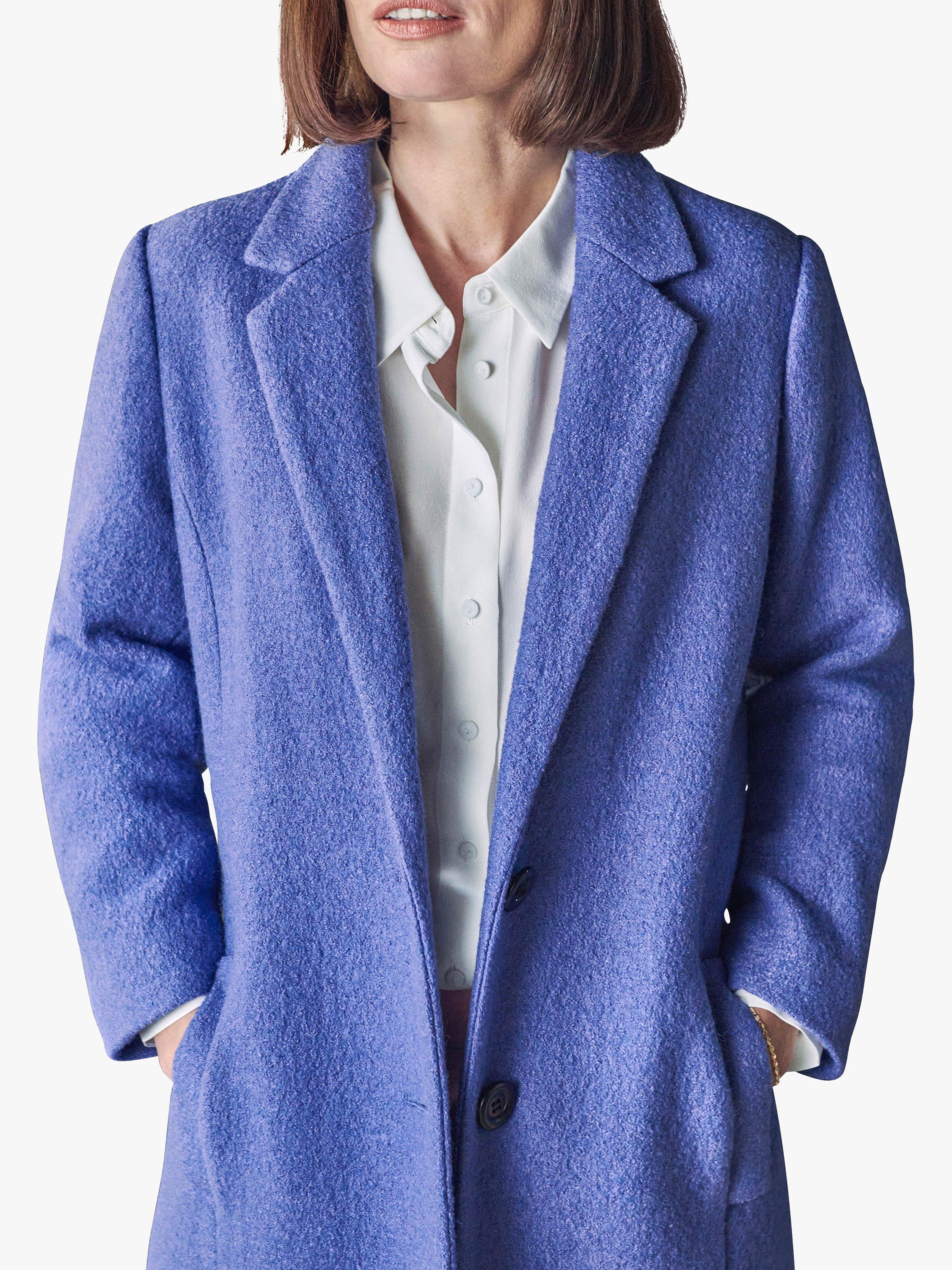Pure Collection Wool Blend Midi Coat, Bluebell