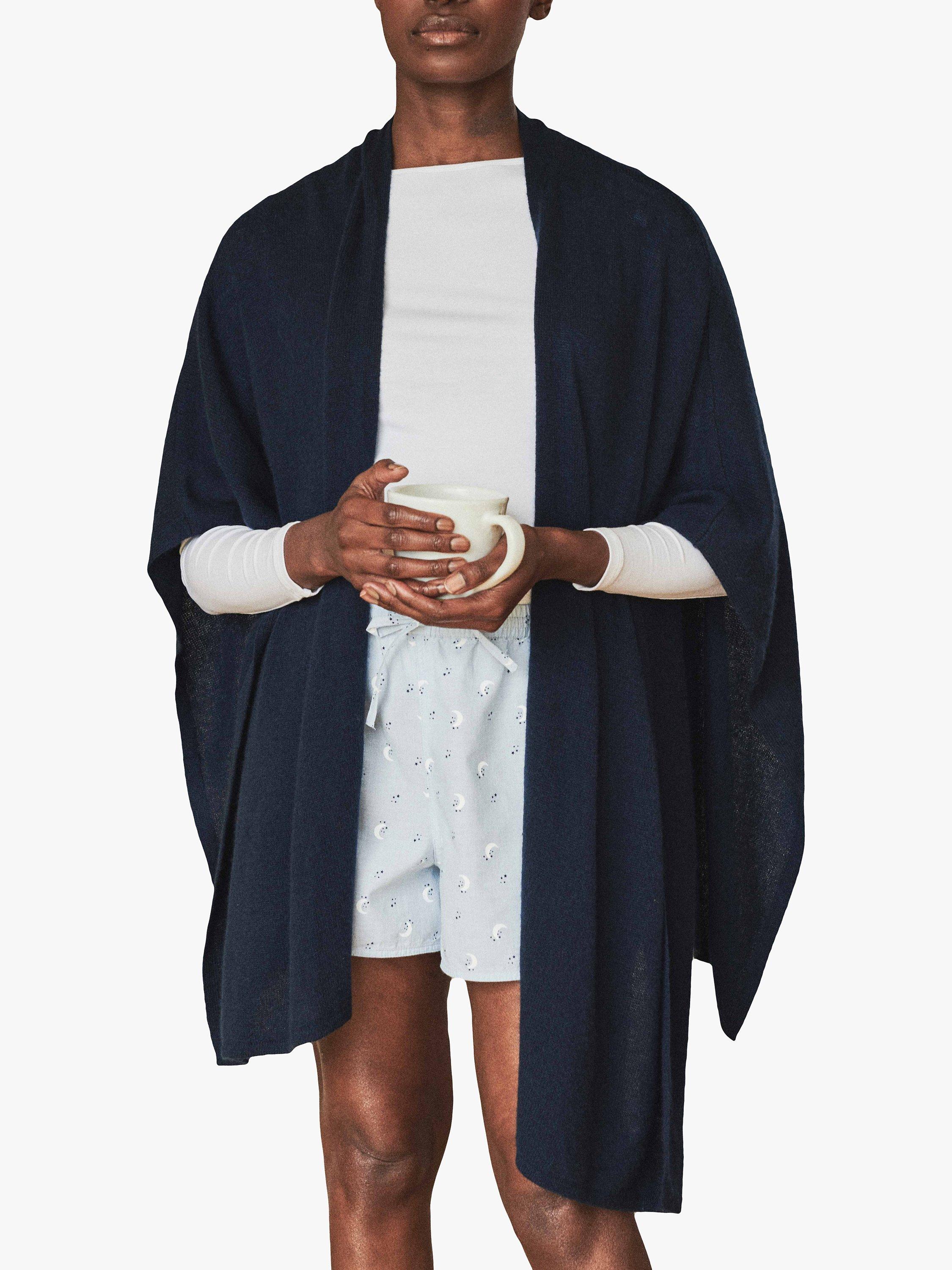 Product image 1 of 2, which shows Pure Collection Cashmere Wrap, Navy, One Size