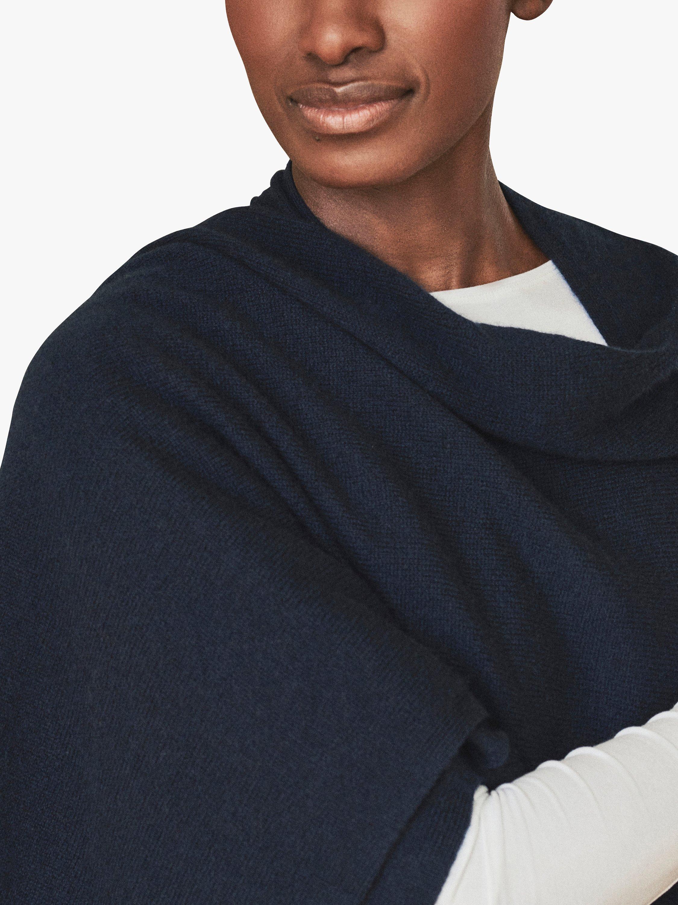 Product image 2 of 2, which shows Pure Collection Cashmere Wrap, Navy, One Size