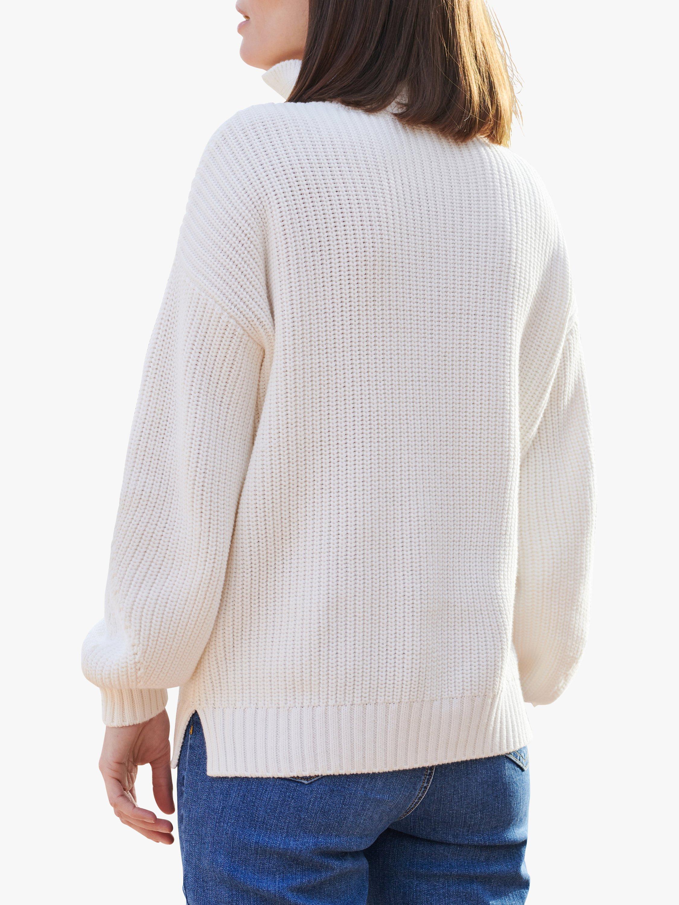 Product image 2 of 3, which shows Pure Collection Zipped Neck Ribbed Jumper, White, 8
