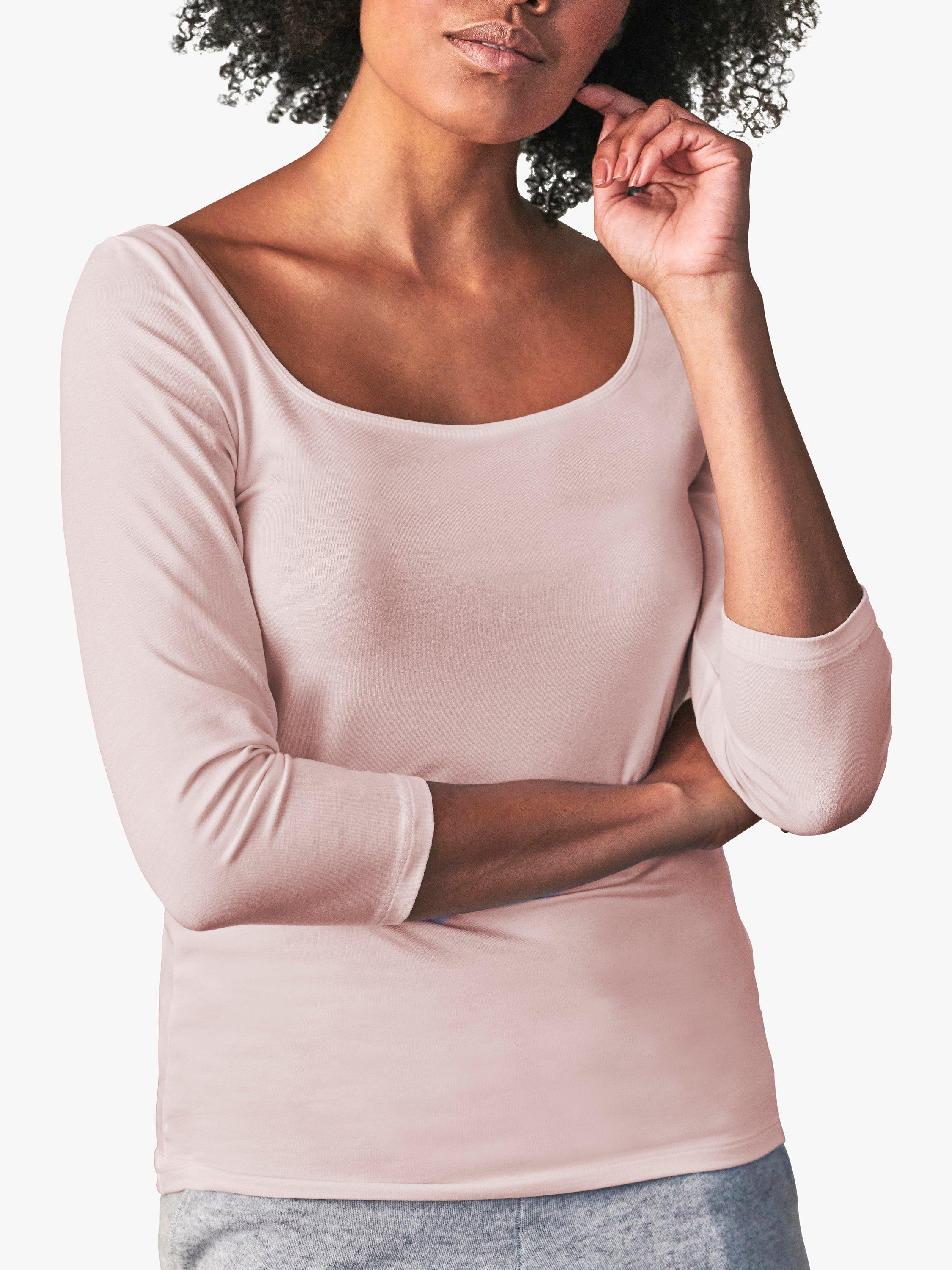 Product image 1 of 1, which shows Pure Collection Square Neck Top, Soft Oyster, 8