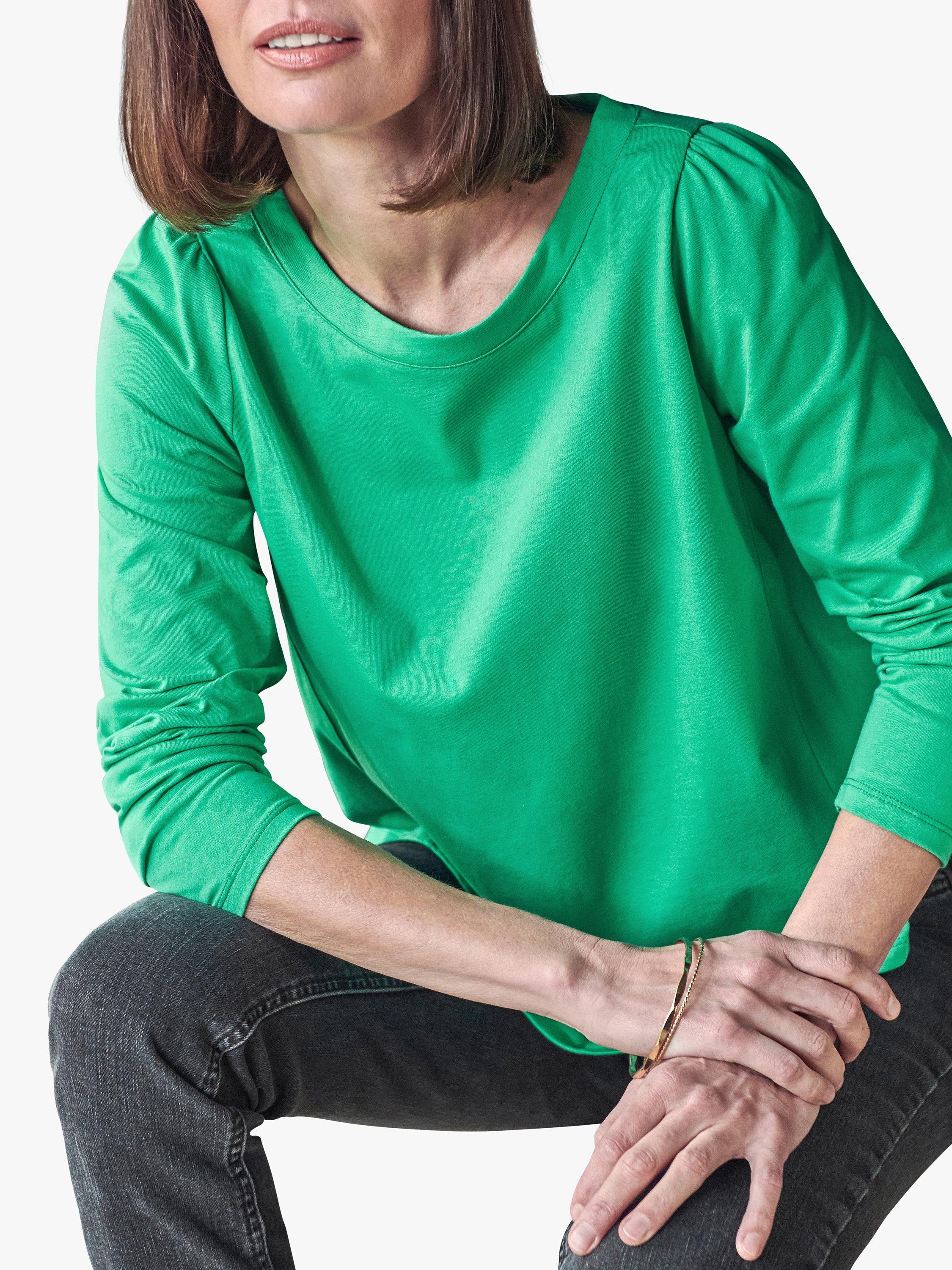 Product image 1 of 3, which shows Pure Collection Organic Cotton Puff Sleeve T Shirt, Apple Green, 8