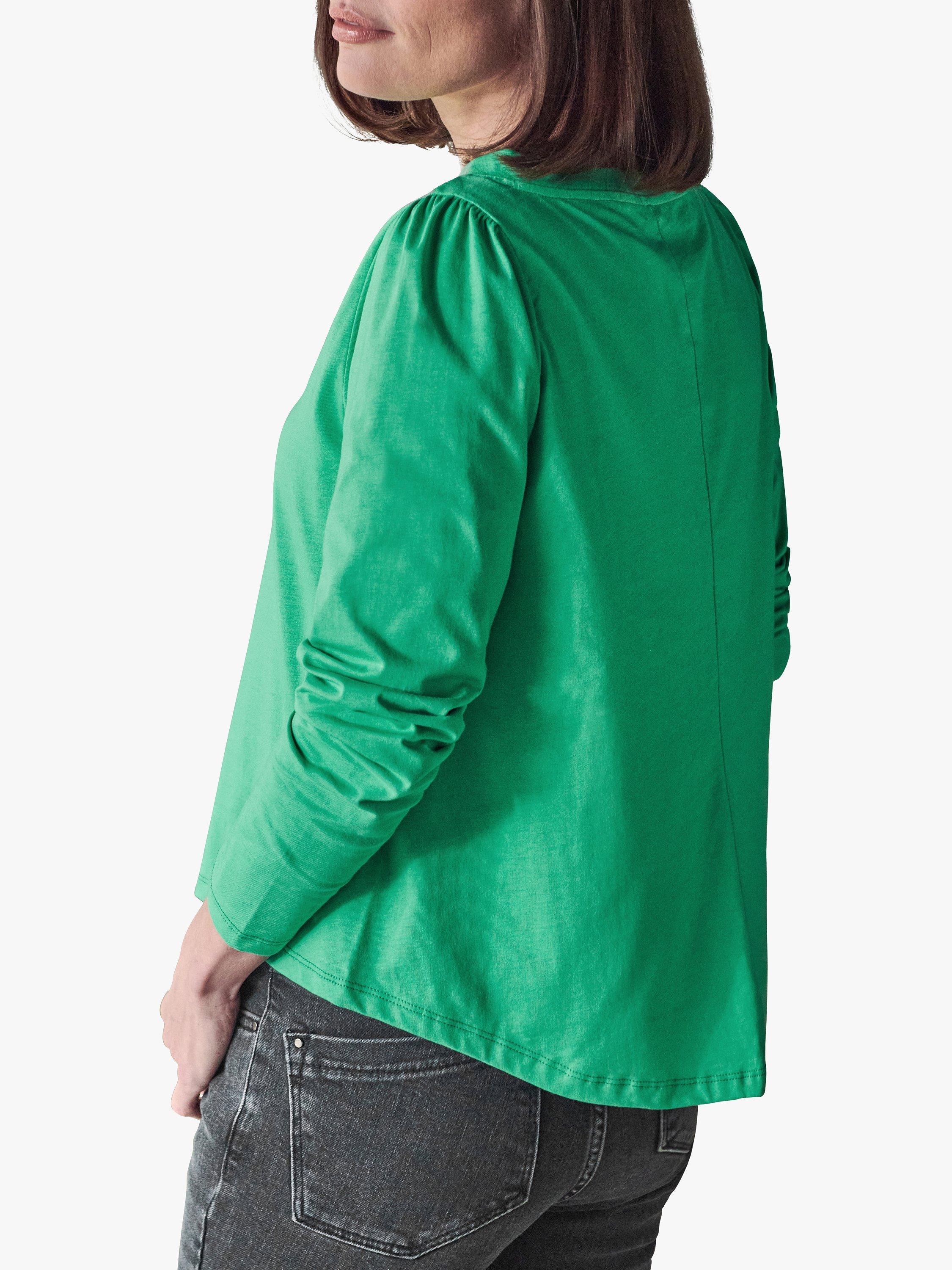 Product image 2 of 3, which shows Pure Collection Organic Cotton Puff Sleeve T Shirt, Apple Green, 8
