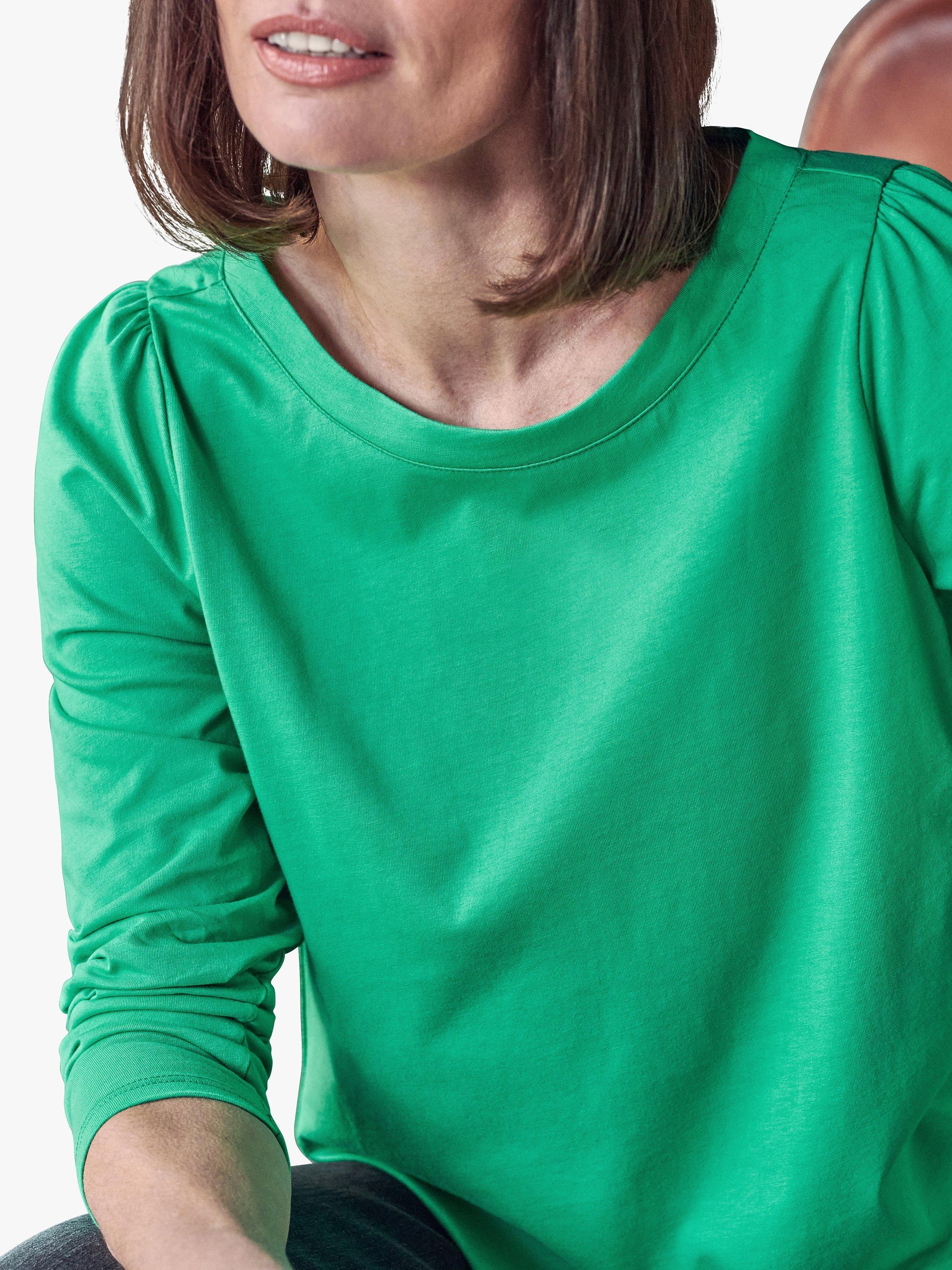 Product image 3 of 3, which shows Pure Collection Organic Cotton Puff Sleeve T Shirt, Apple Green, 8