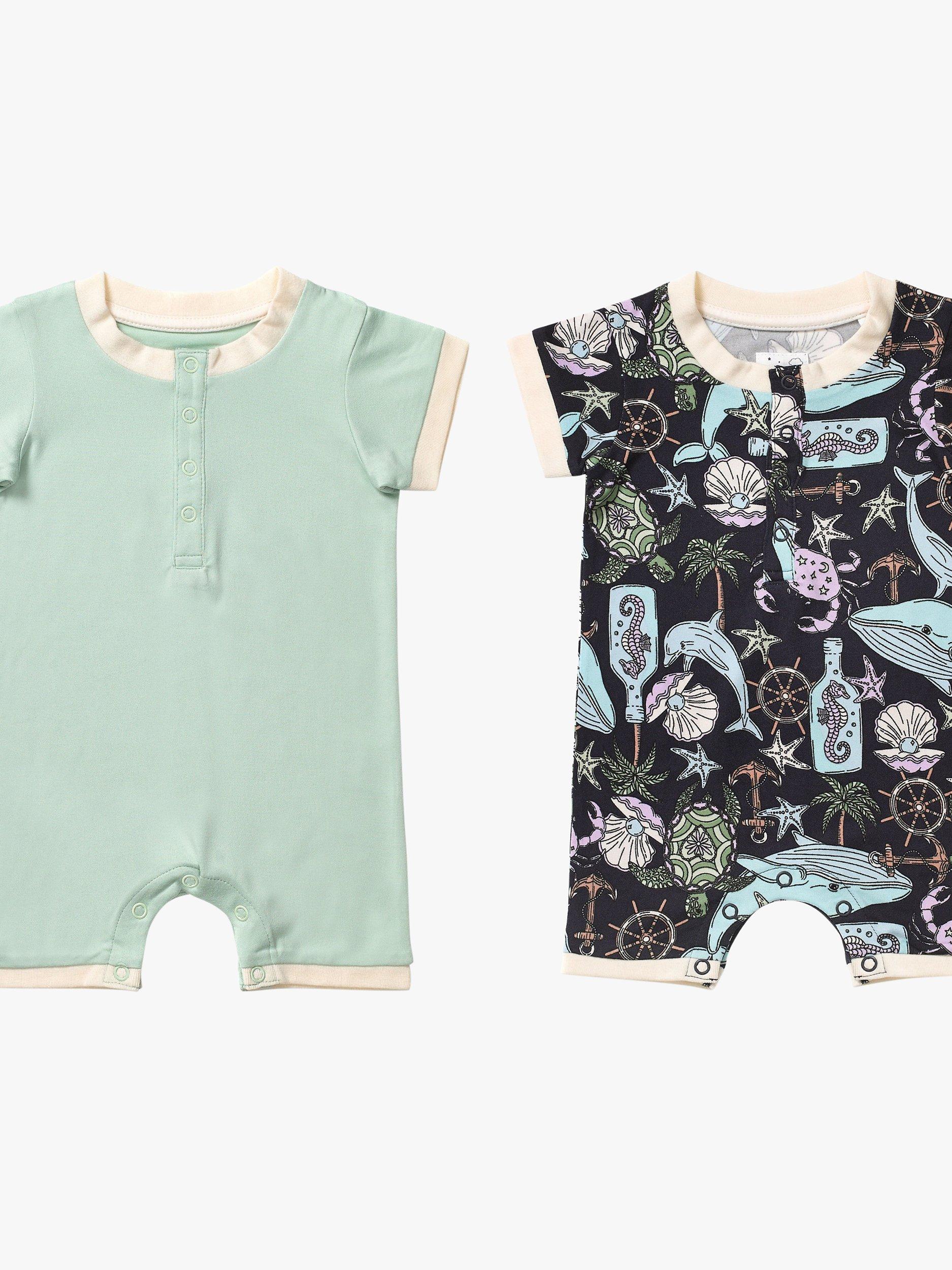 Chelsea Peers Baby Sealife Print Recycled Romper, Pack of 2, Multi