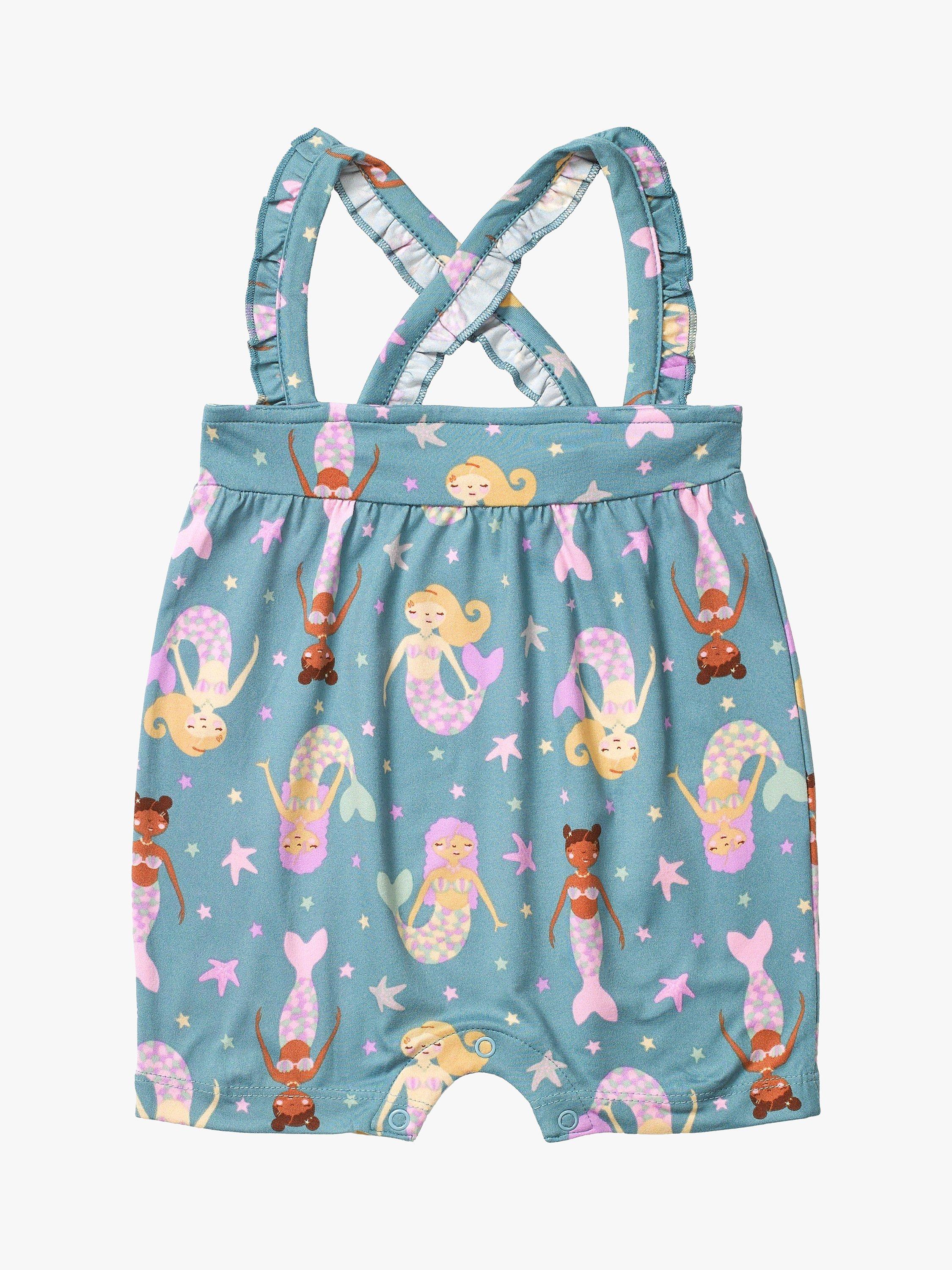 Chelsea Peers Baby Mermaid Print Recycled Romper, Green