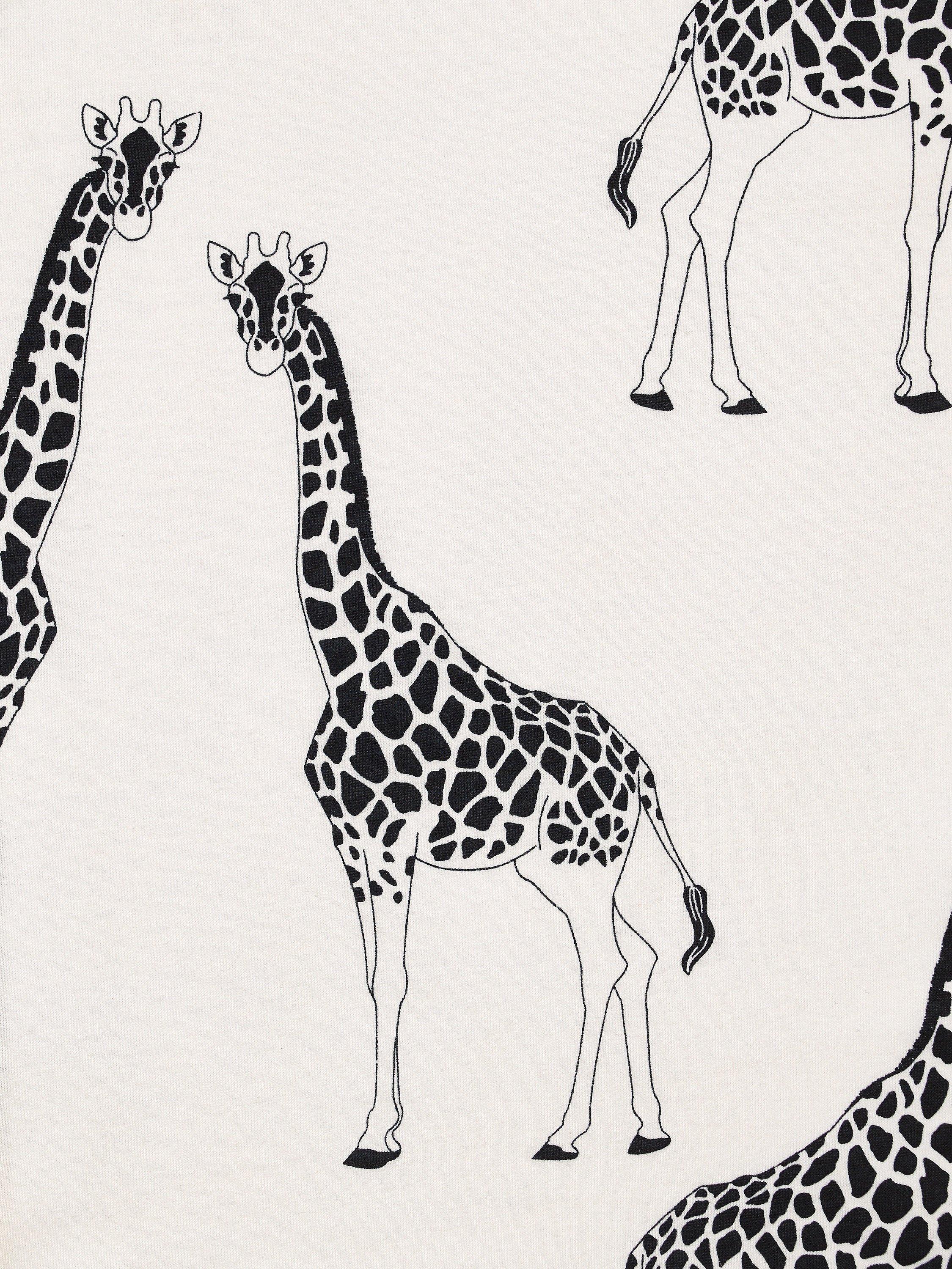 Product image 3 of 3, which shows Chelsea Peers Kids' Giraffe Print Organic Cotton Short Pyjama Set, Cream, 5-6 years