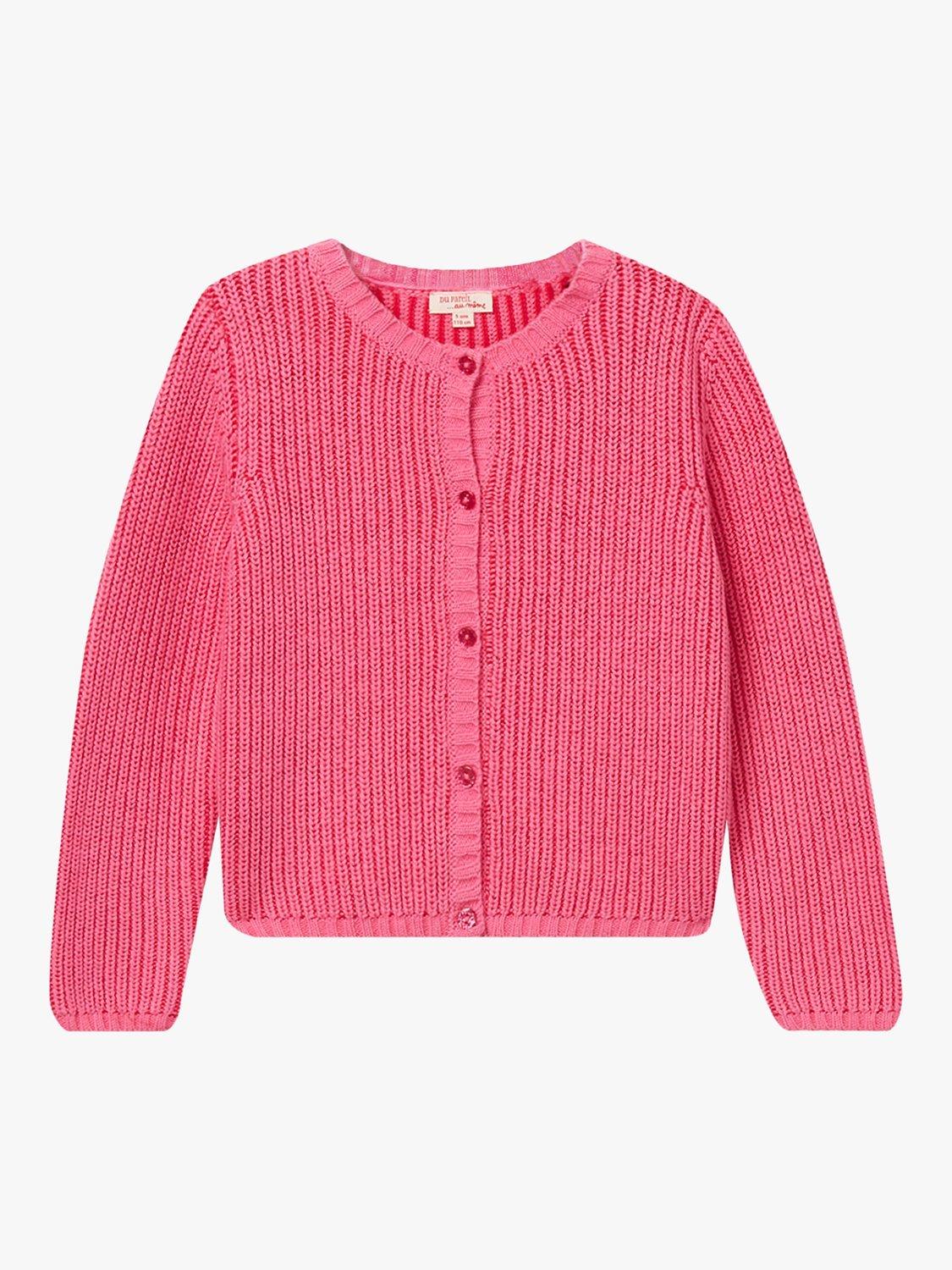 Du Pareil au même Kids' Rose Rib Knit Cardigan, Pink