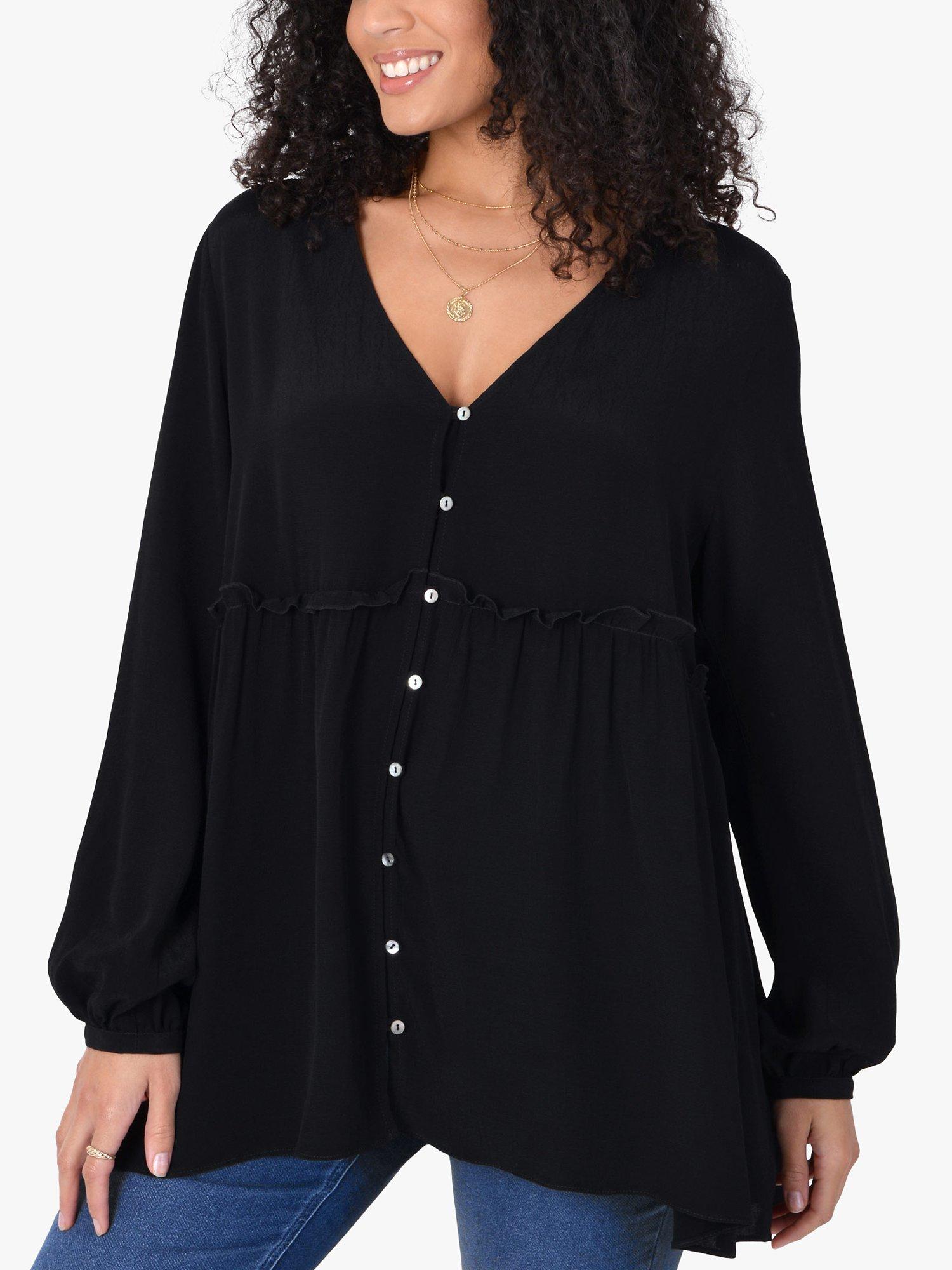 Live Unlimited Curve Button Through Blouse, Black