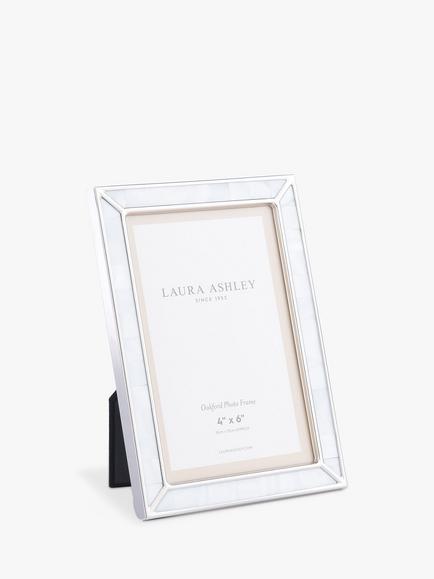Laura Ashley Oakford Mother of Pearl Photo Frame, Grey/Nickel, Grey/Nickel