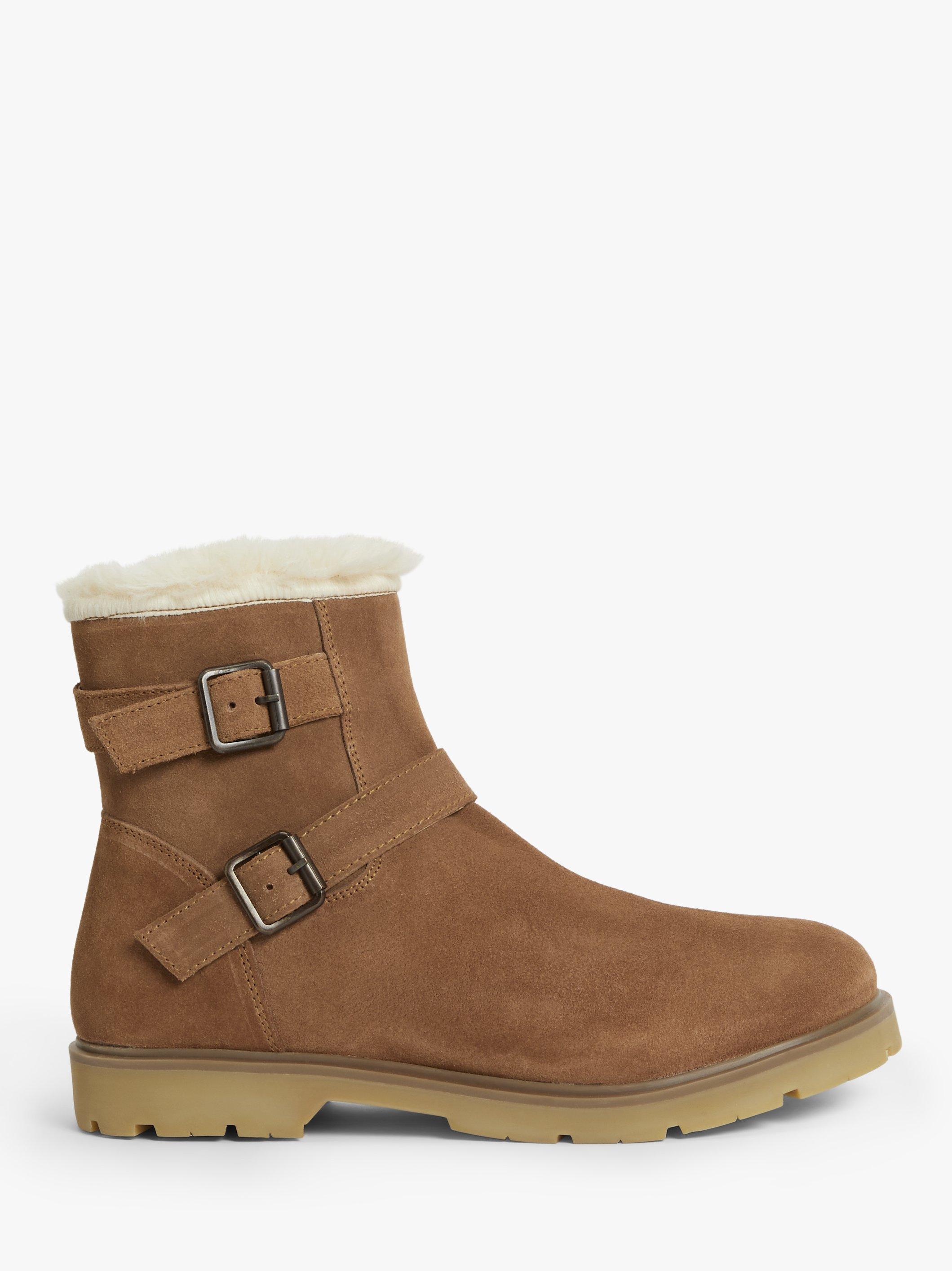John Lewis Kids' Suede Lined Biker Boots, Brown Tan
