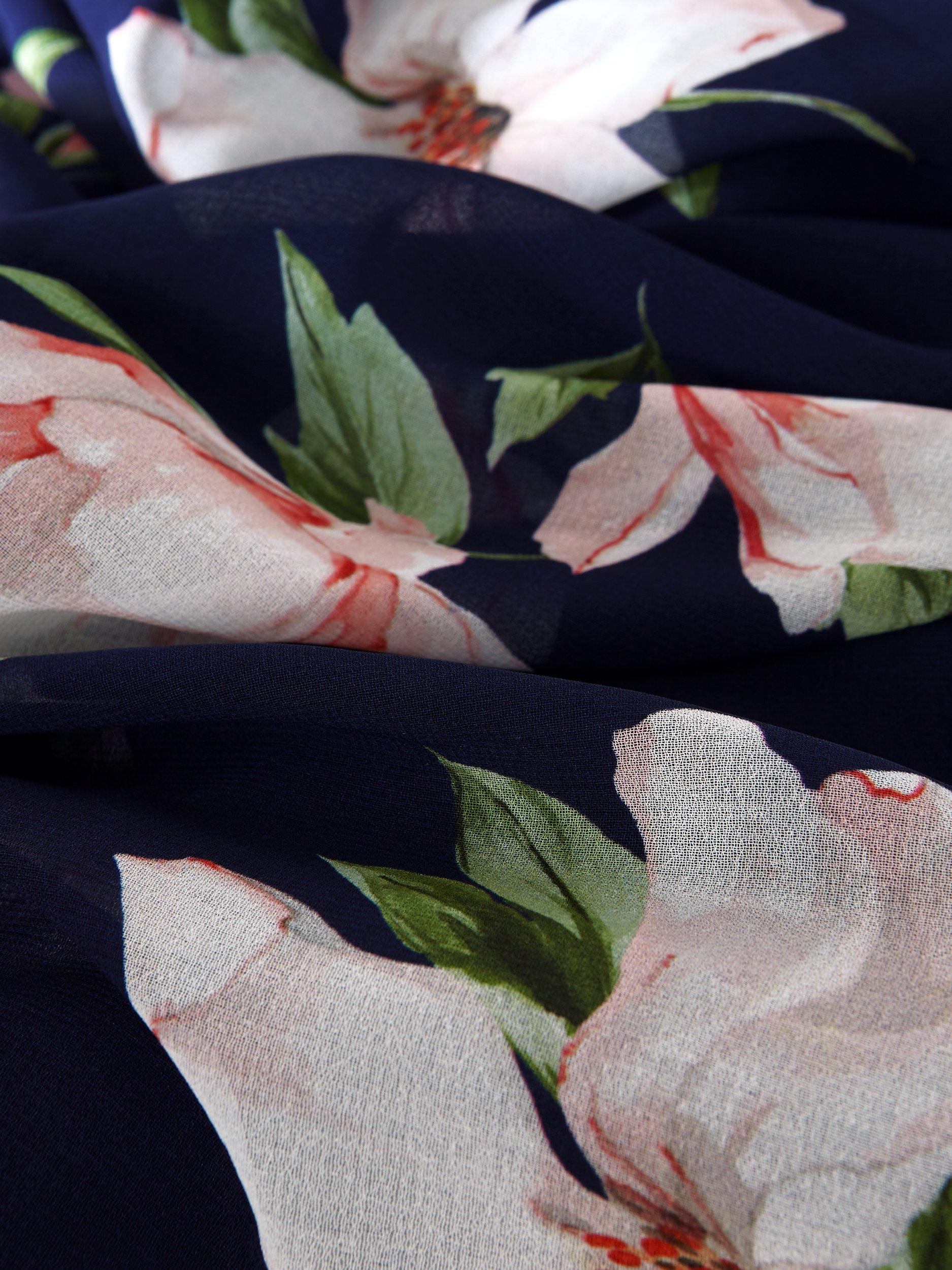 Product image 6 of 8, which shows Hobbs Petite Carly Floral Midi Dress, Navy/Multi, 6