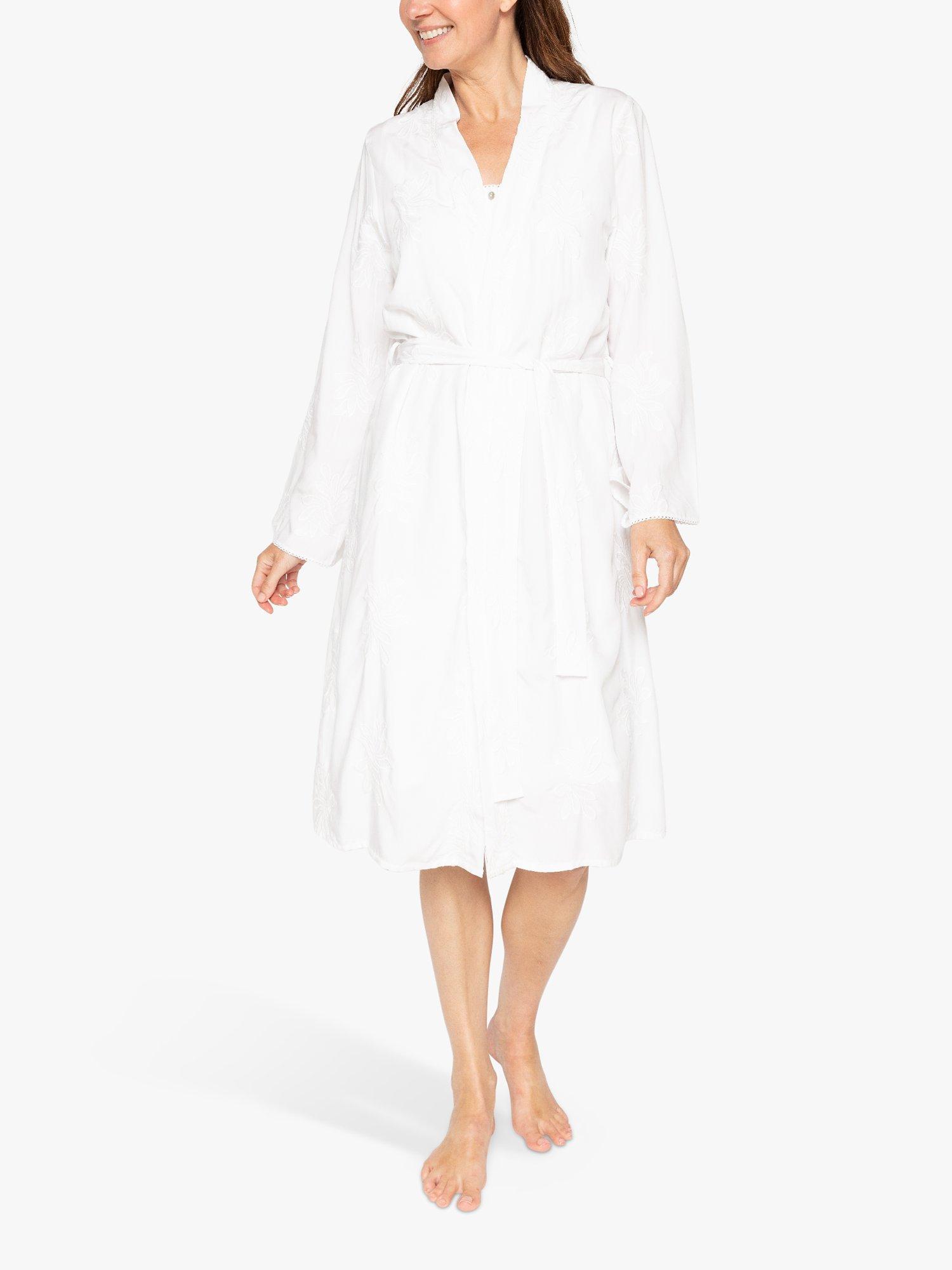 Product image 1 of 4, which shows Nora Rose by Cyberjammies Vivien Embroidered Dressing Gown, White, 8