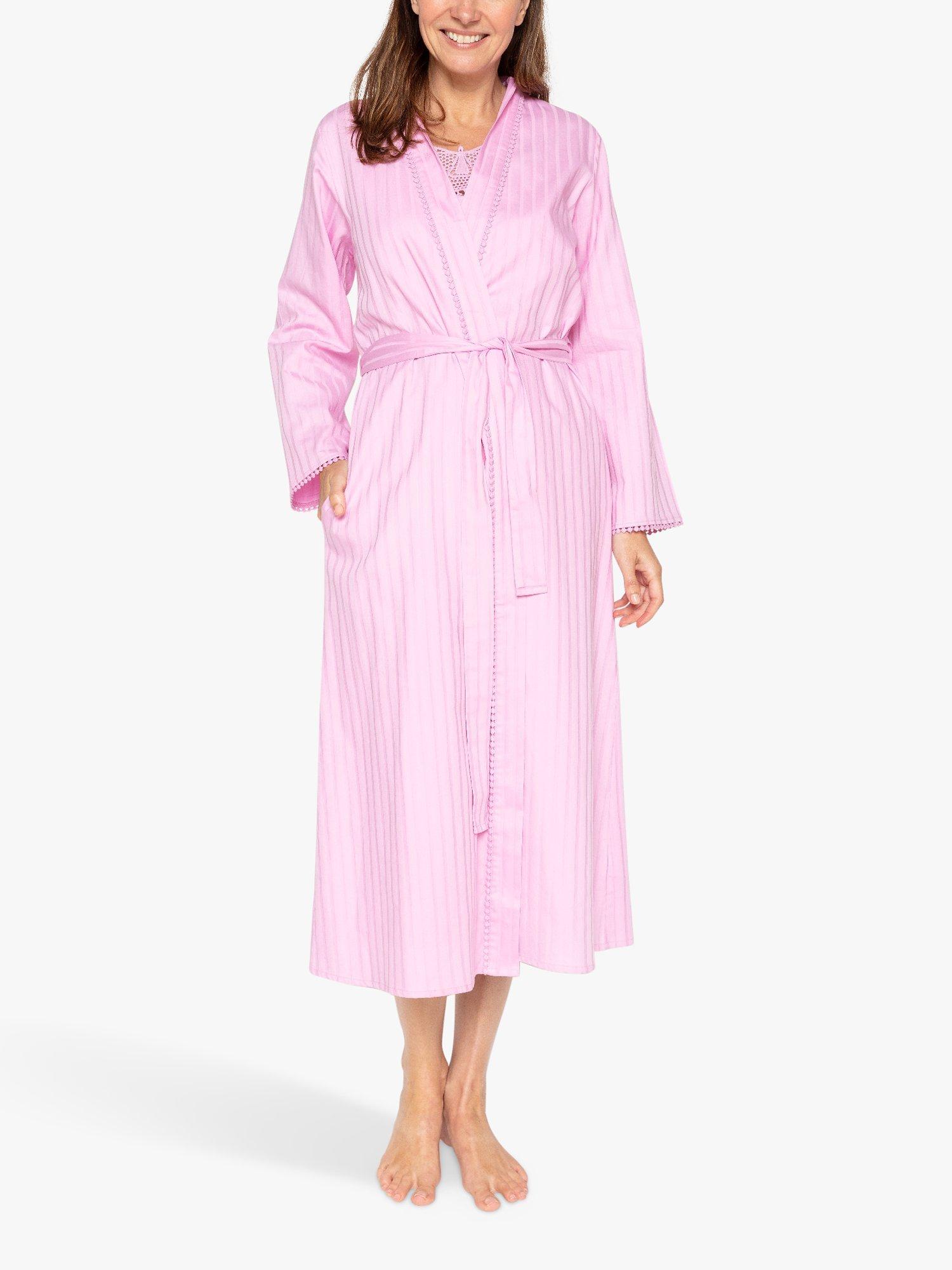 Product image 1 of 3, which shows Nora Rose by Cyberjammies Vivien Satin Stripe Dressing Gown, Pink, 8